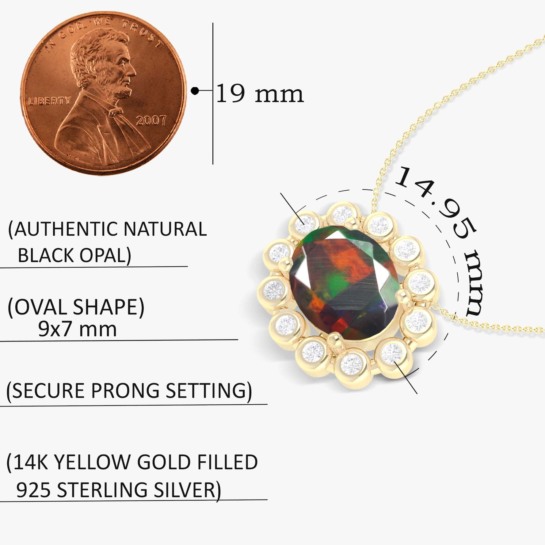 Bezel Zircon Black Opal Pendant3