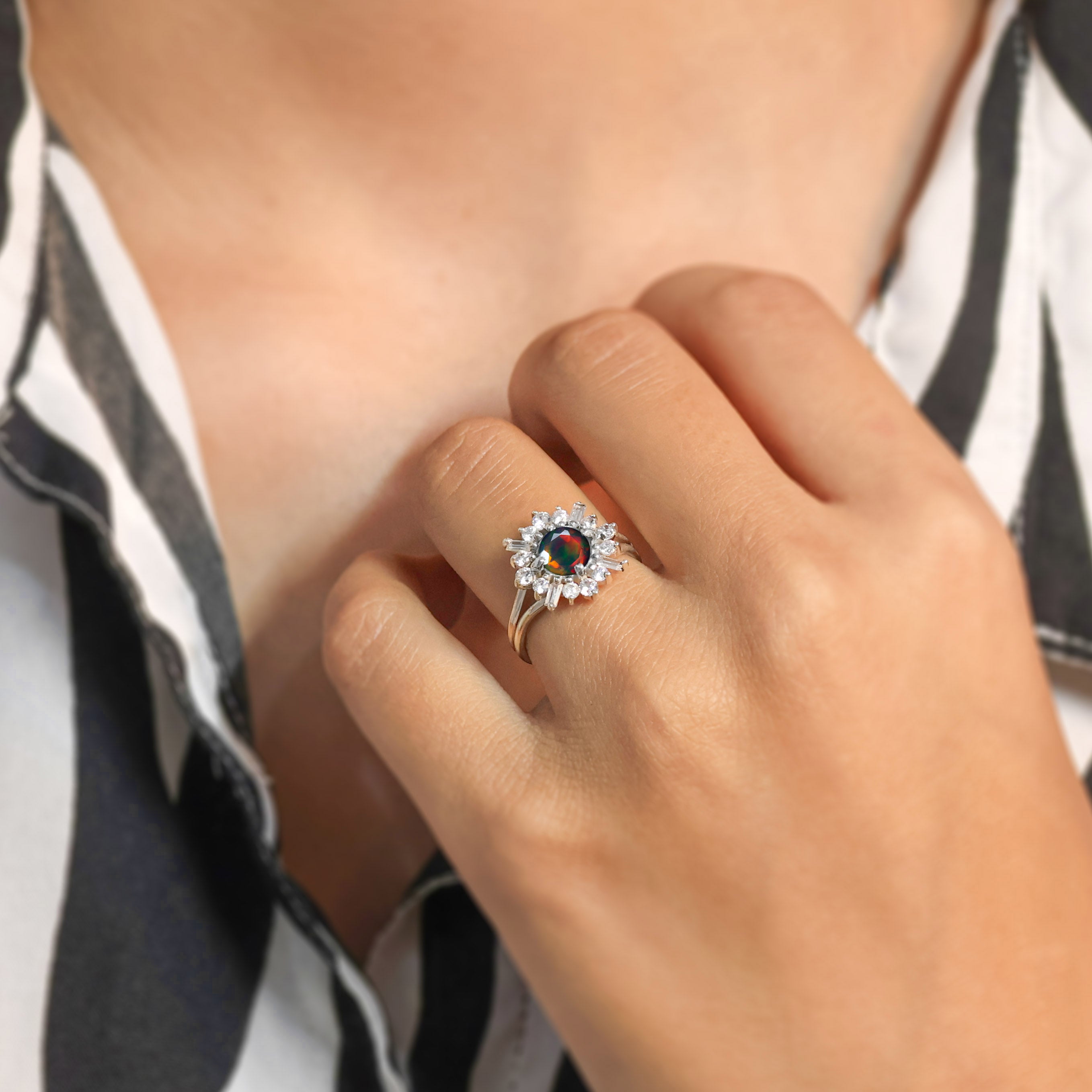 Black Multistone Opal Ring5