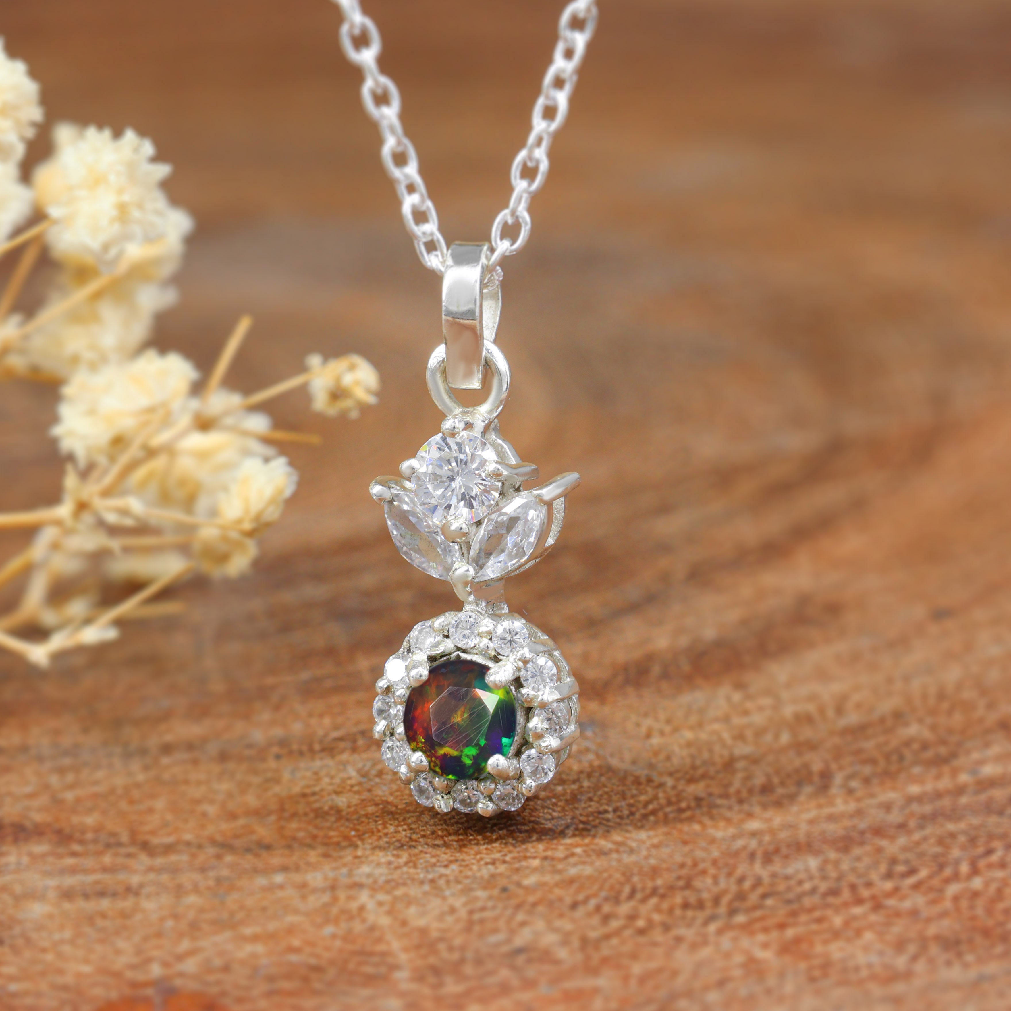 Black Opal Pendant Necklace1