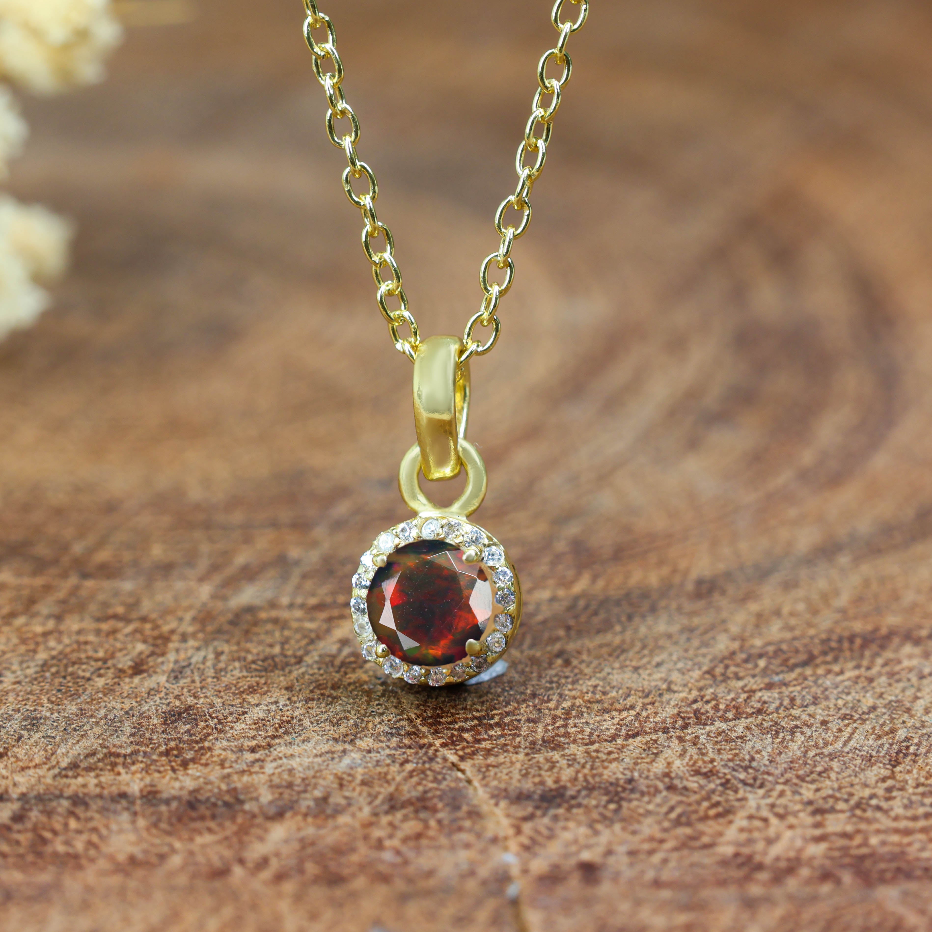 Black Opal Pendant Necklace