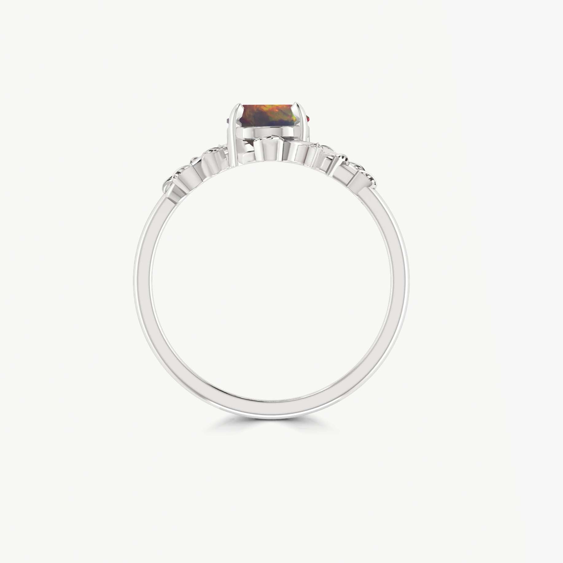 Natural Black Opal Bypass Leaf Style Ring