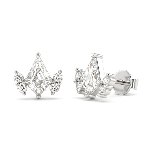 Simulated Diamond Kite Stud Earrings in 925 Sterling Silver 6x4 MM 1ct