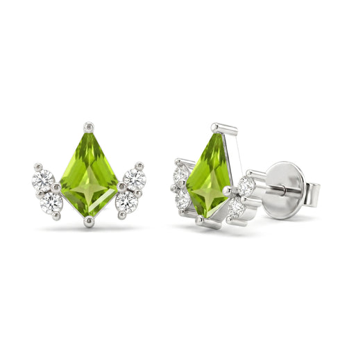 Peridot Kite Stud Earrings in 925 Sterling Silver 6x4 MM 1ct
