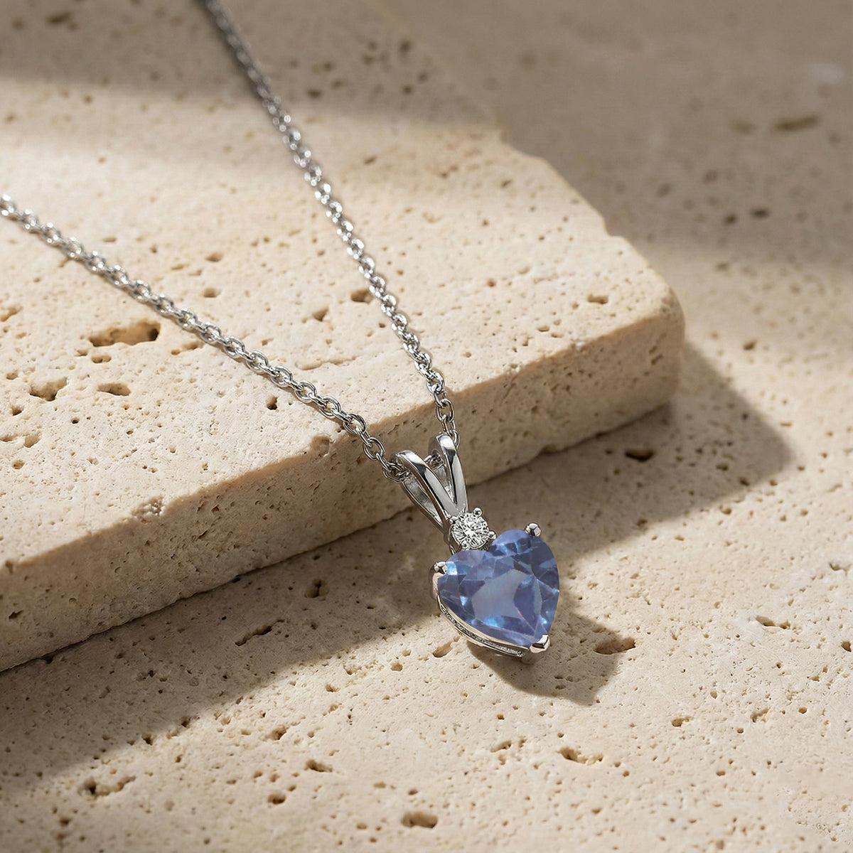 Alexandrite Heart Pendant Necklace in 925 Sterling Silver 1.5ct