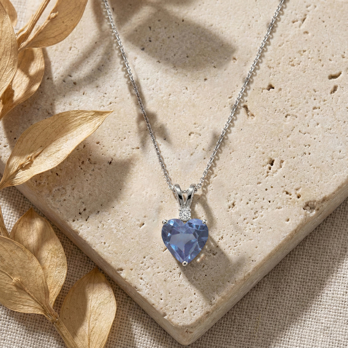 Alexandrite Heart Pendant Necklace in 925 Sterling Silver 1.5ct