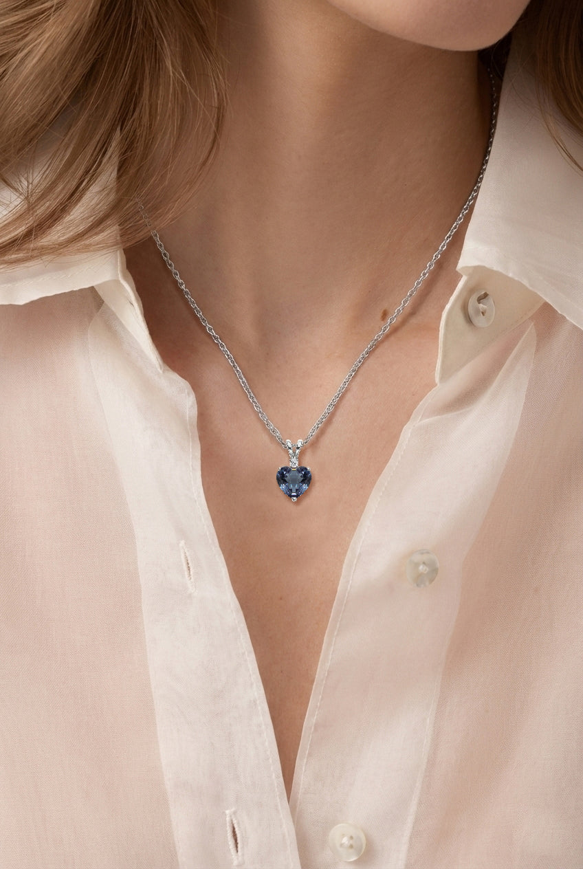 Alexandrite Heart Pendant Necklace in 925 Sterling Silver 1.5ct