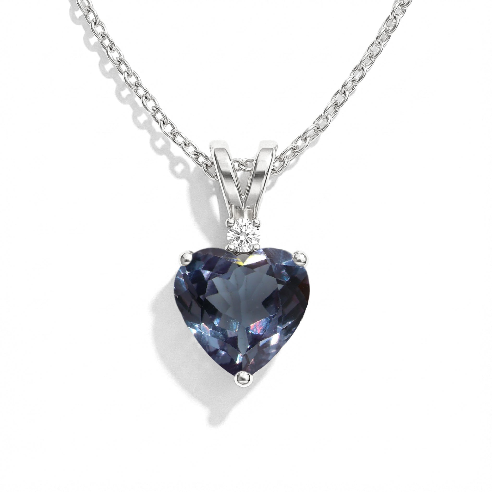 Alexandrite Heart Pendant Necklace in 925 Sterling Silver 1.5ct
