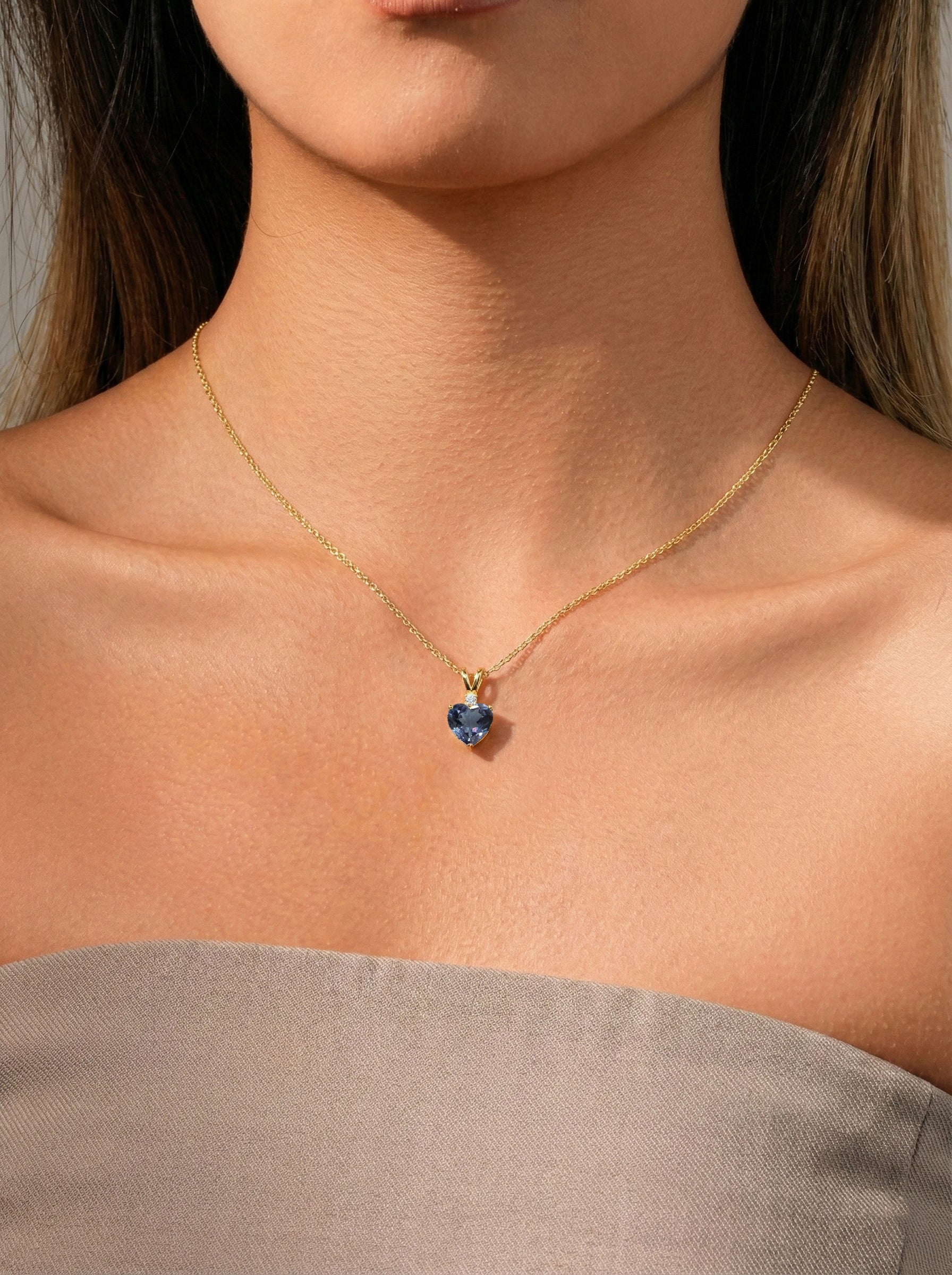 Alexandrite Heart Pendant Necklace in 925 Sterling Silver 1.5ct