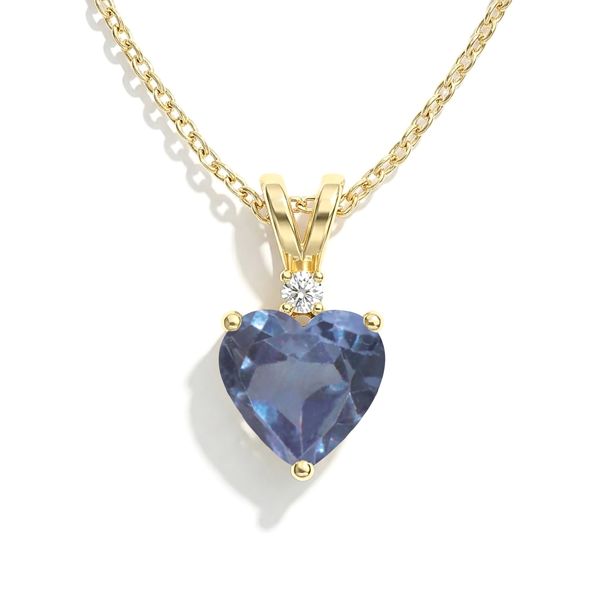 Alexandrite Heart Pendant Necklace in 925 Sterling Silver 1.5ct