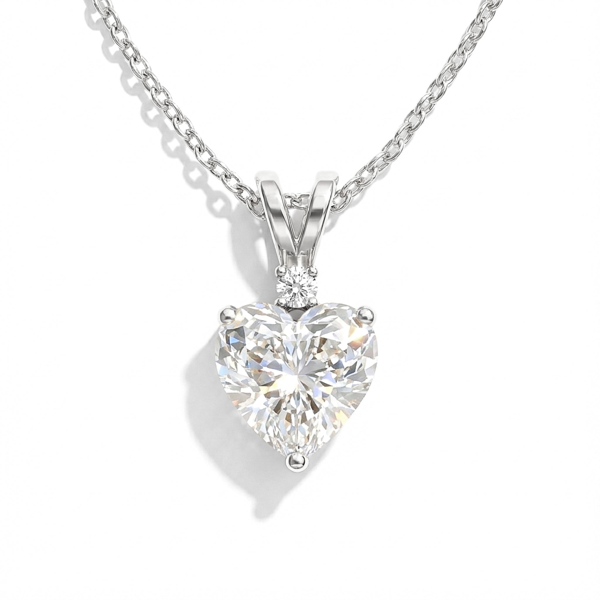 Cubic Zirconia Heart Pendant Necklace in 925 Sterling Silver 1.5ct