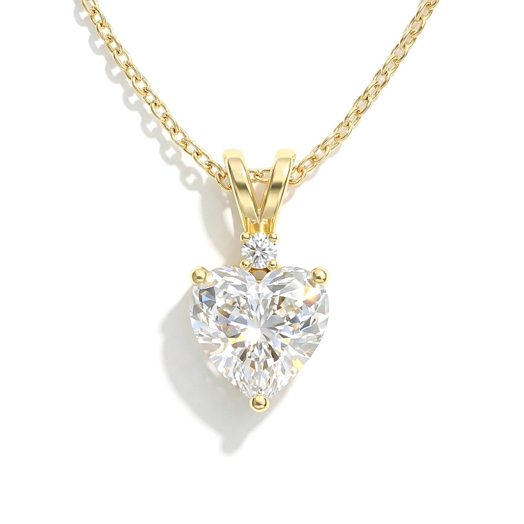 Simulated Diamond Heart Pendant Necklace in Yellow Gold Plated 1.5ct