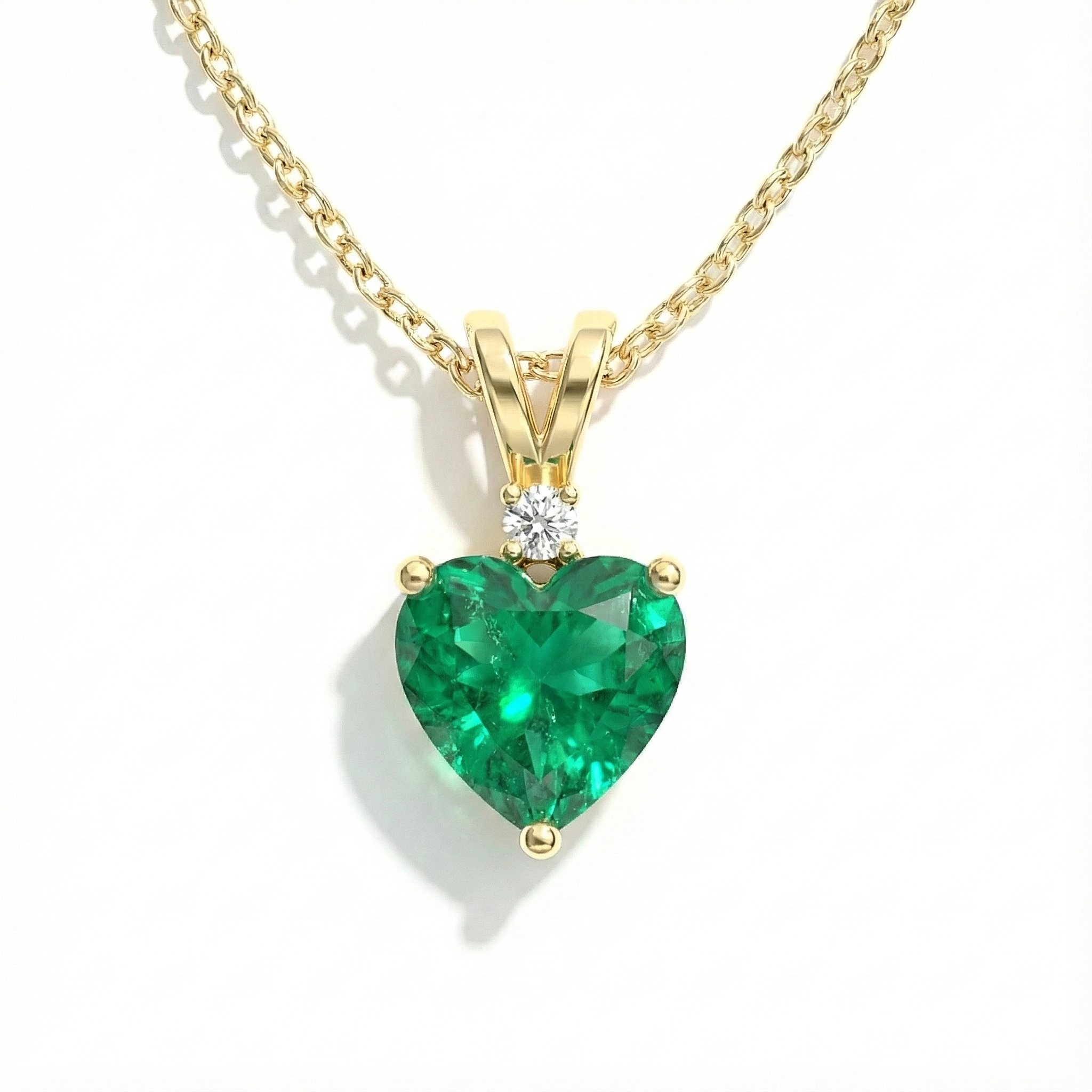Emerald Heart Pendant Necklace in Yellow Gold Plated 1.5ct