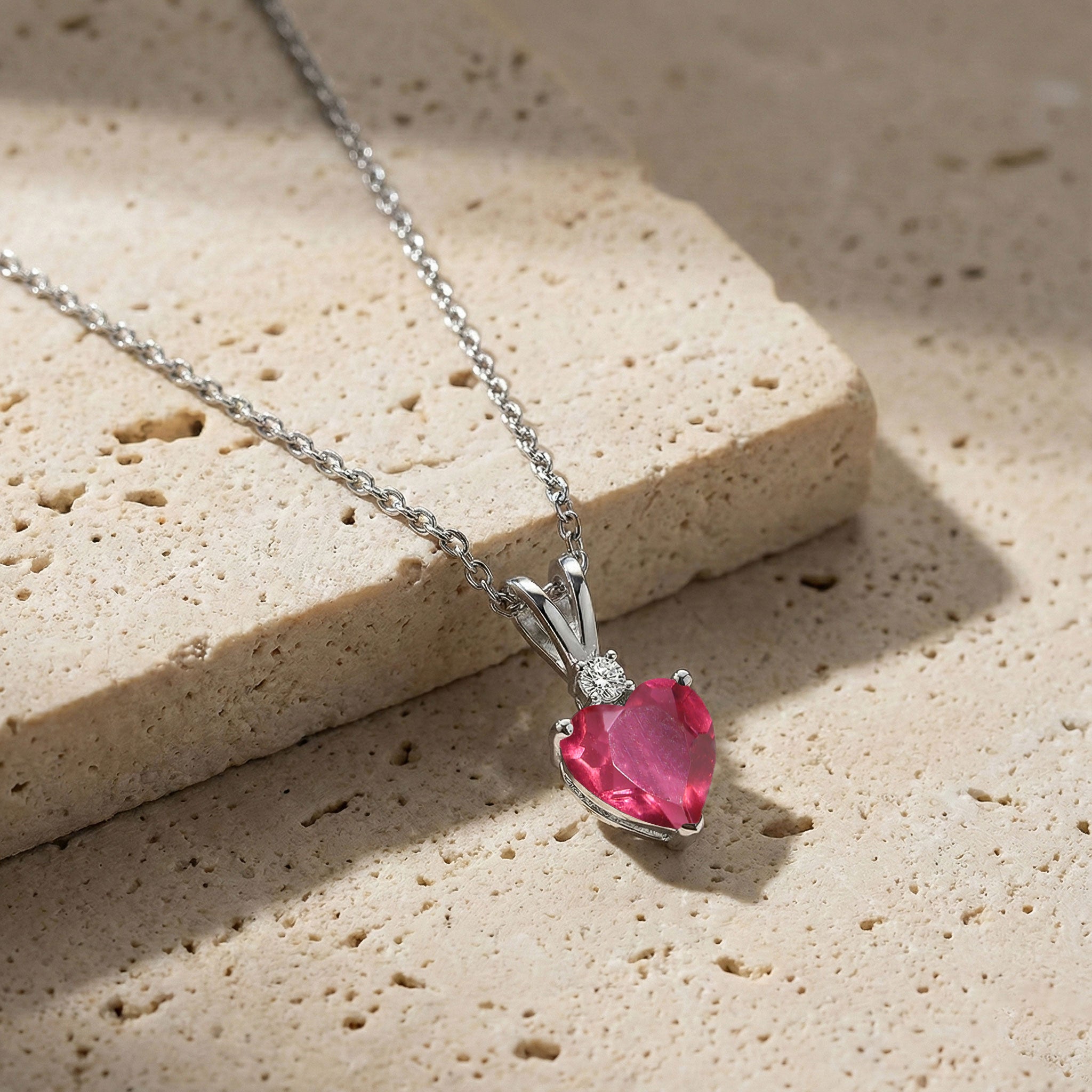 Pink Tourmaline Heart Pendant Necklace in 925 Sterling Silver 1.5ct