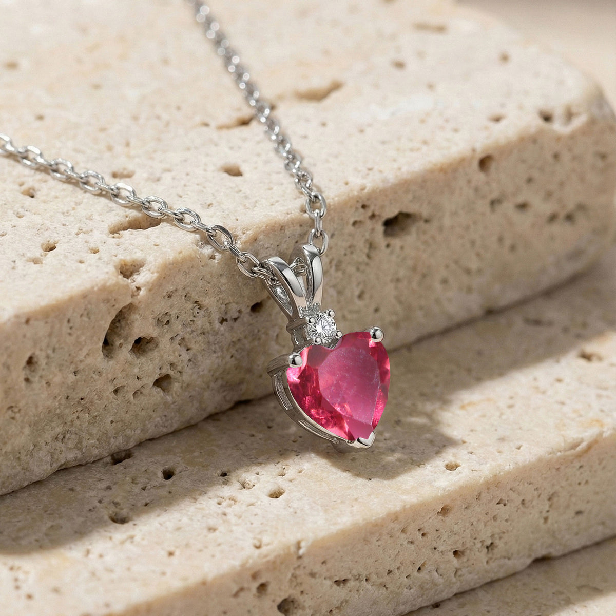 Pink Tourmaline Heart Pendant Necklace in 925 Sterling Silver 1.5ct