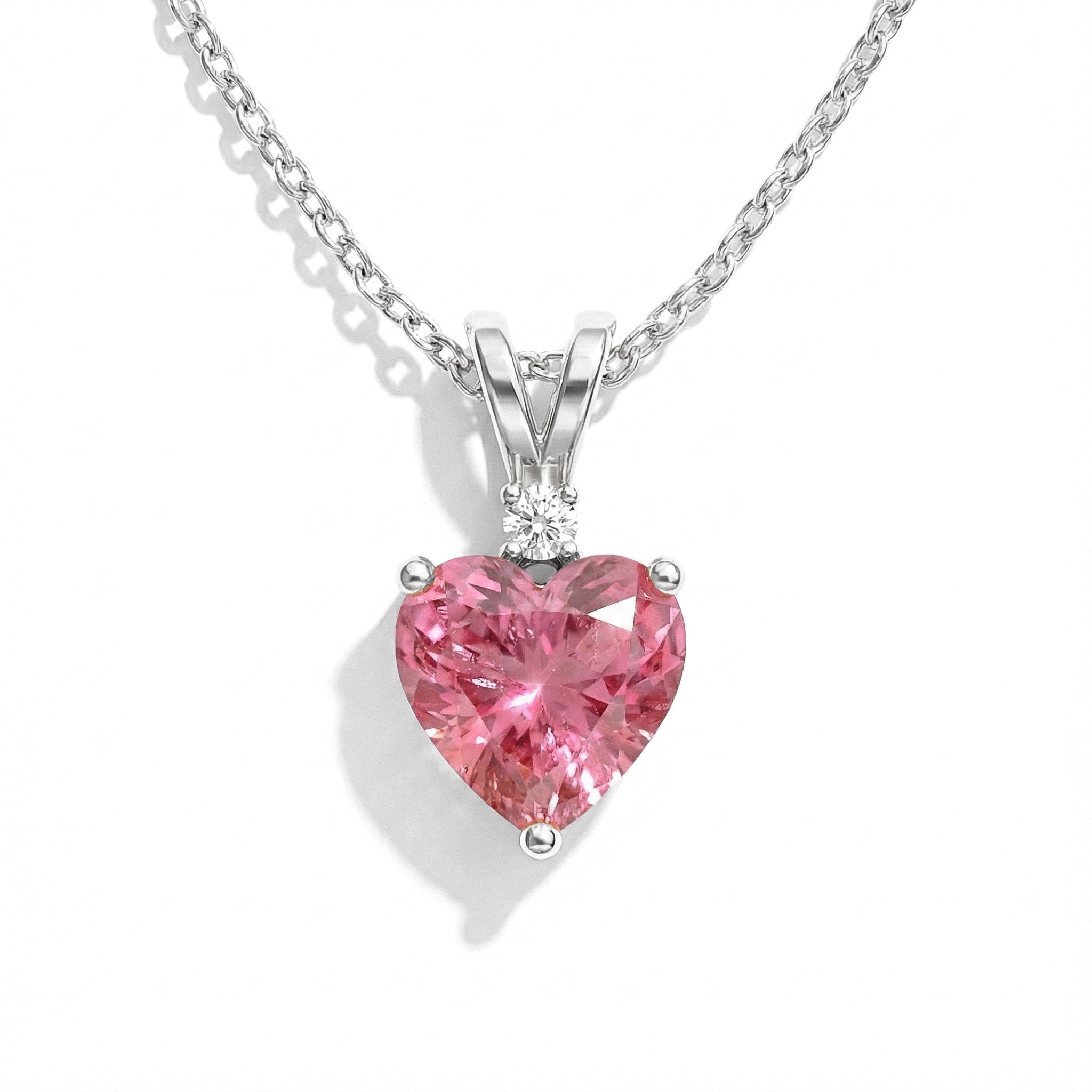 Pink Tourmaline Heart Pendant Necklace in 925 Sterling Silver 1.5ct