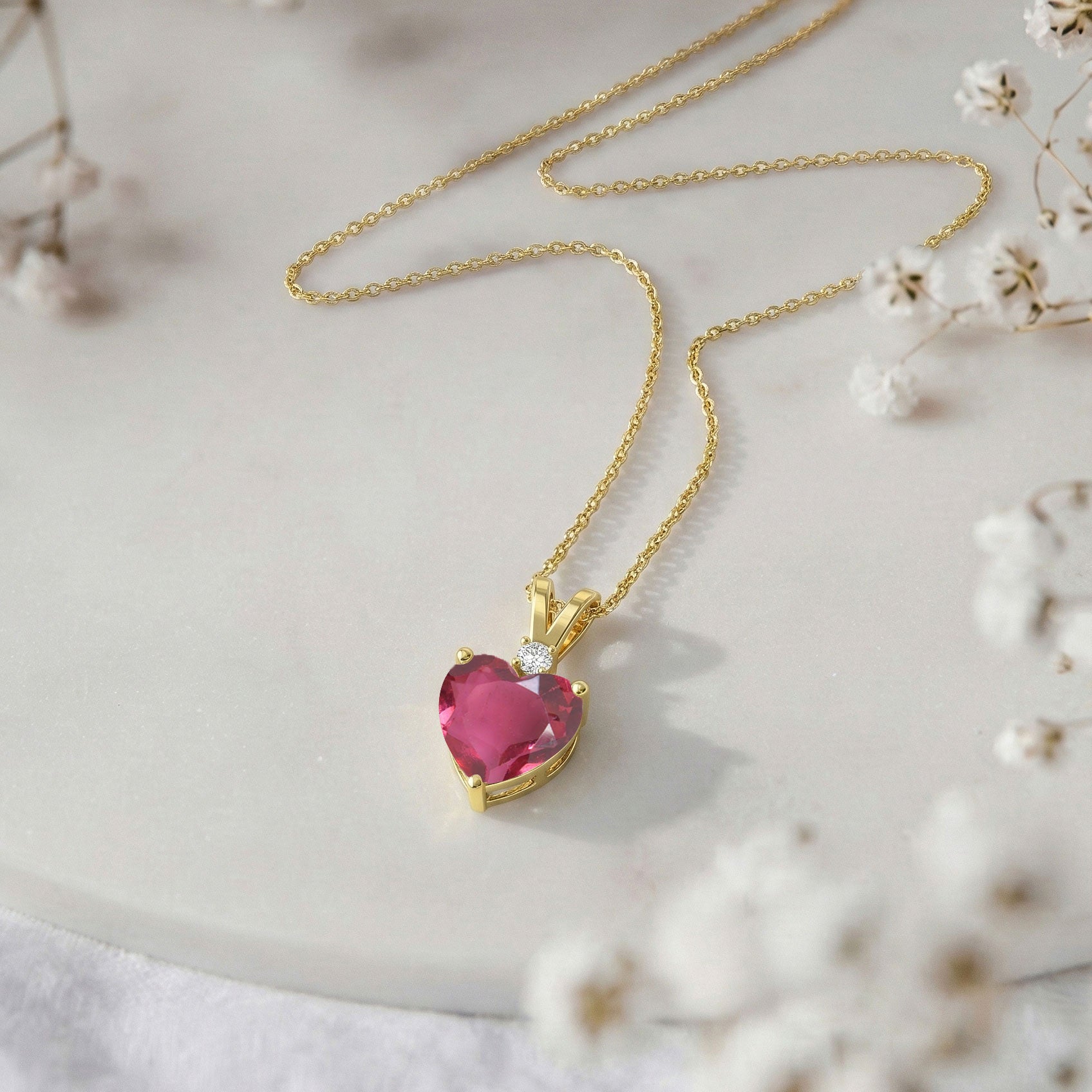 Pink Tourmaline Heart Pendant Necklace in 925 Sterling Silver 1.5ct