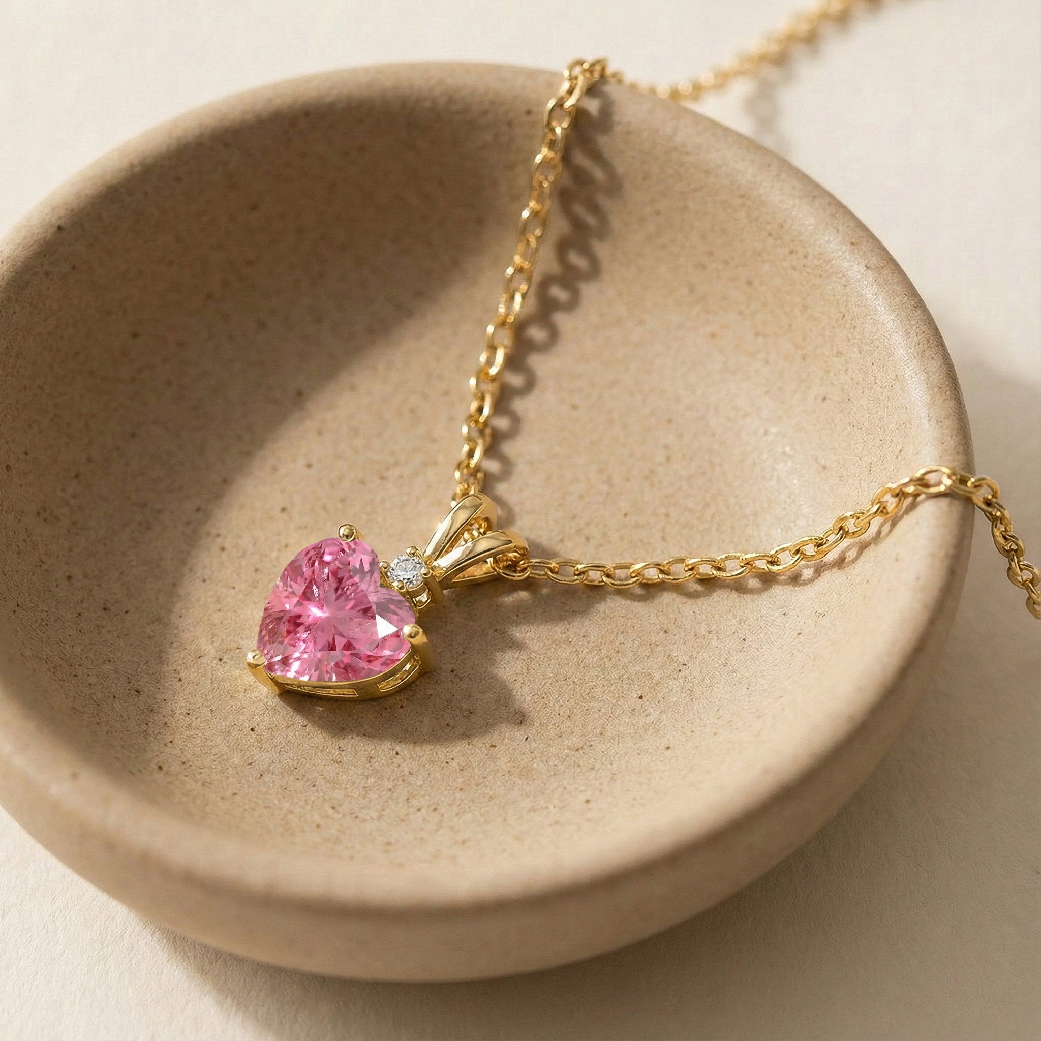 Pink Tourmaline Heart Pendant Necklace in 925 Sterling Silver 1.5ct