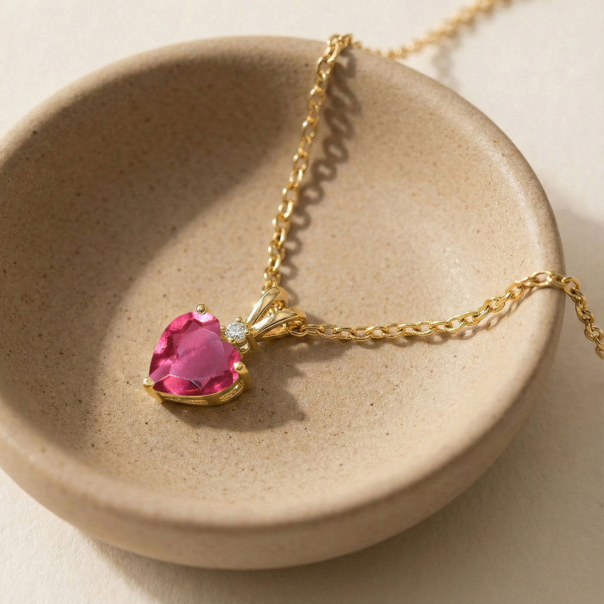 Pink Tourmaline Heart Pendant Necklace in 925 Sterling Silver 1.5ct