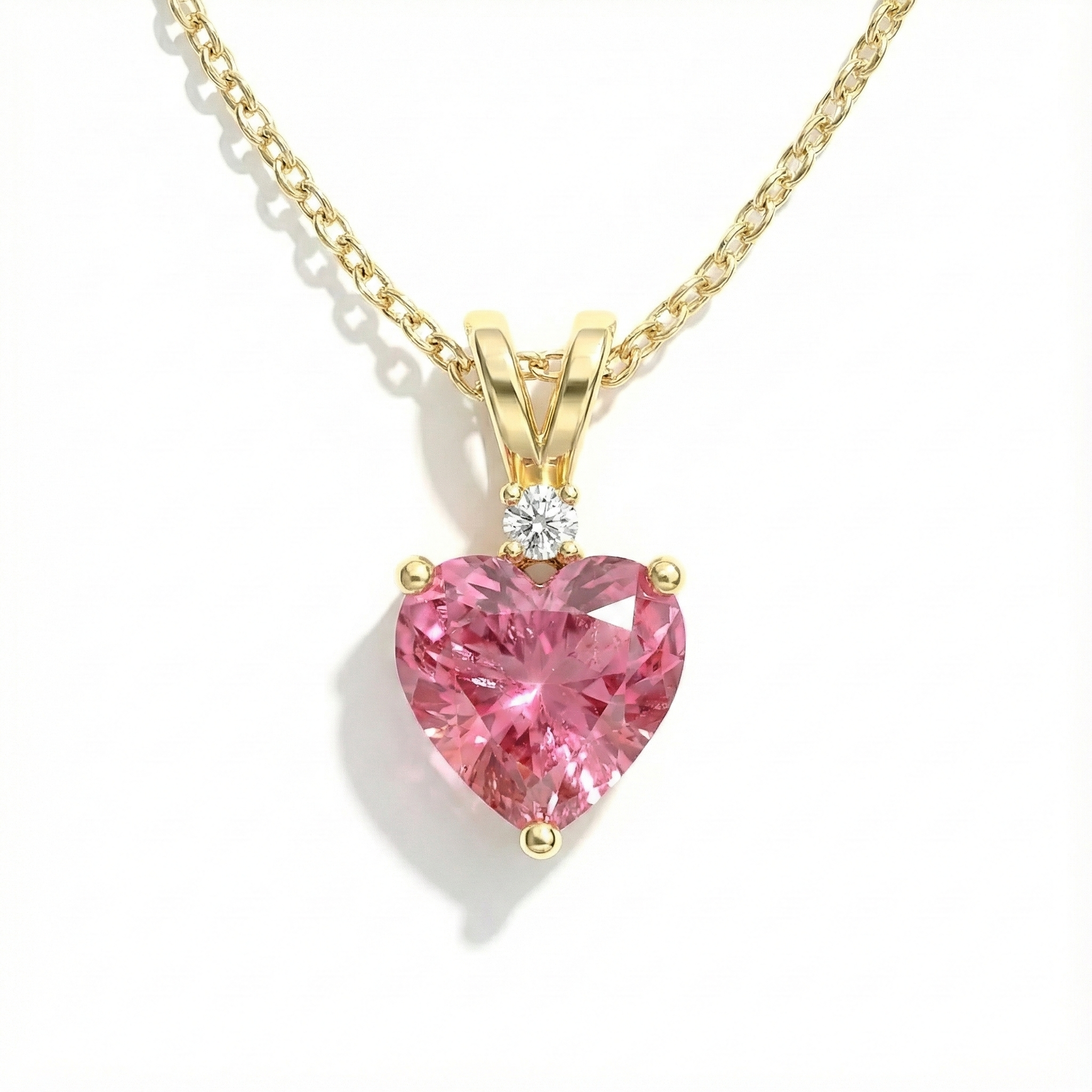 Pink Tourmaline Heart Pendant Necklace in 925 Sterling Silver 1.5ct