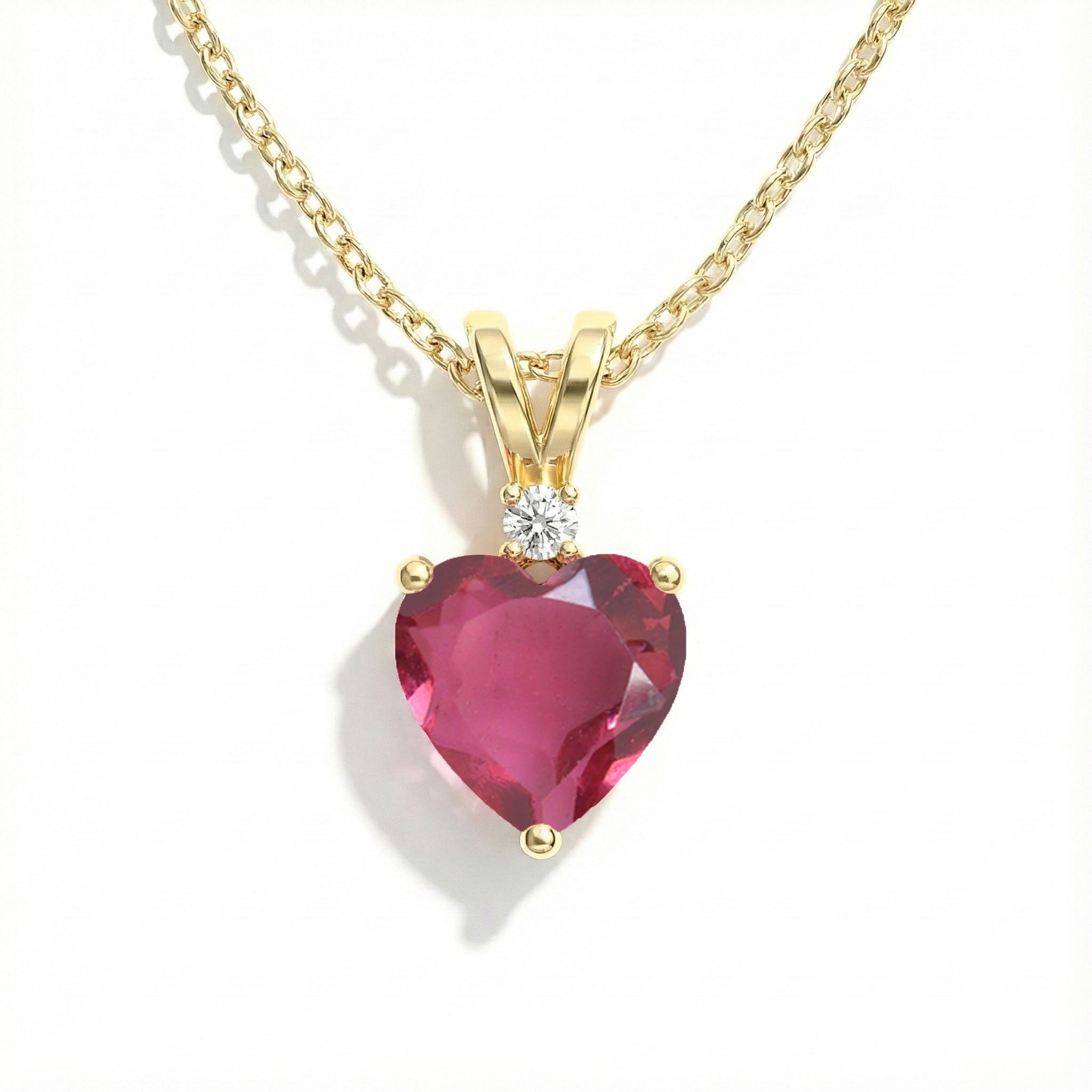Pink Tourmaline Heart Pendant Necklace in 925 Sterling Silver 1.5ct