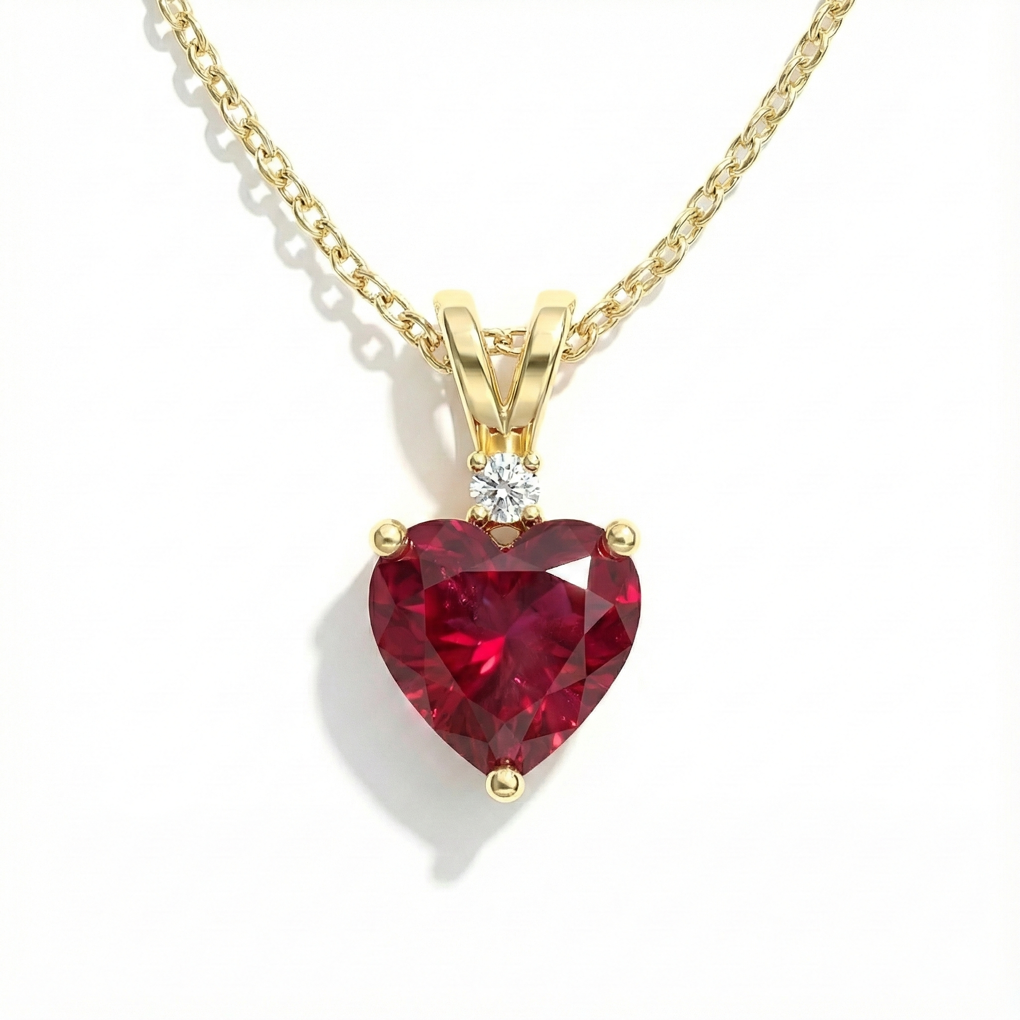 Ruby Heart Pendant Necklace in 925 Sterling Silver 1.5ct