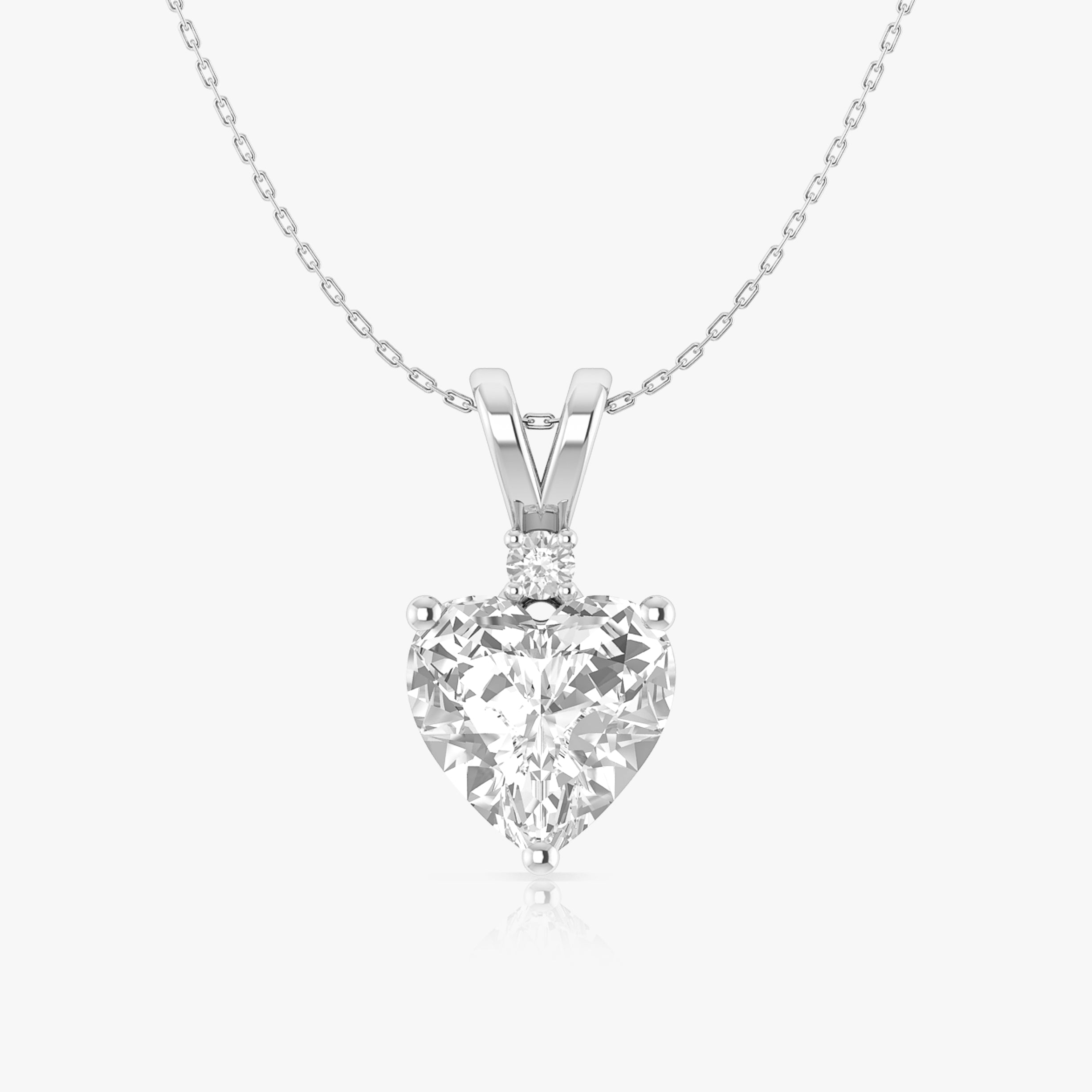 Cubic Zirconia Heart Pendant Necklace in 925 Sterling Silver 7mm 1.5ct