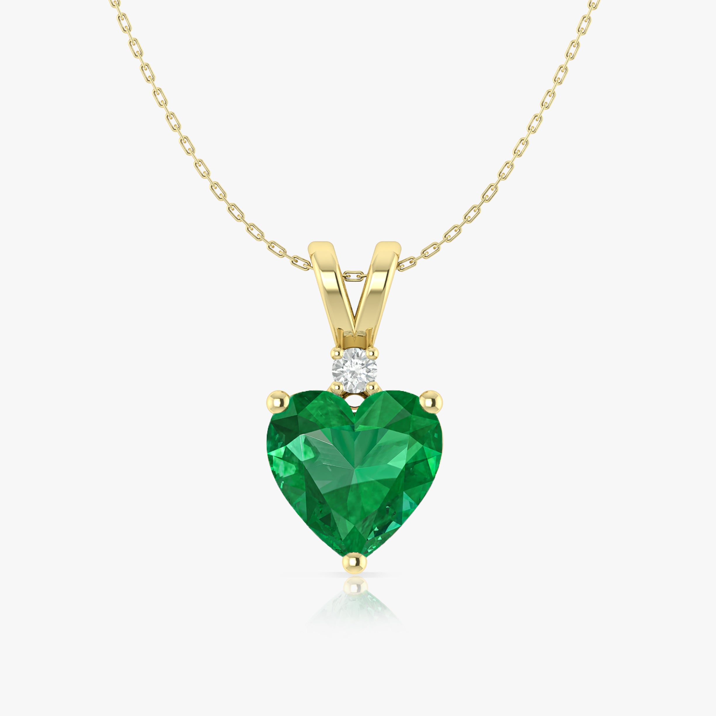 Emerald Heart Pendant Necklace in 925 Sterling Silver 7mm 1.5ct