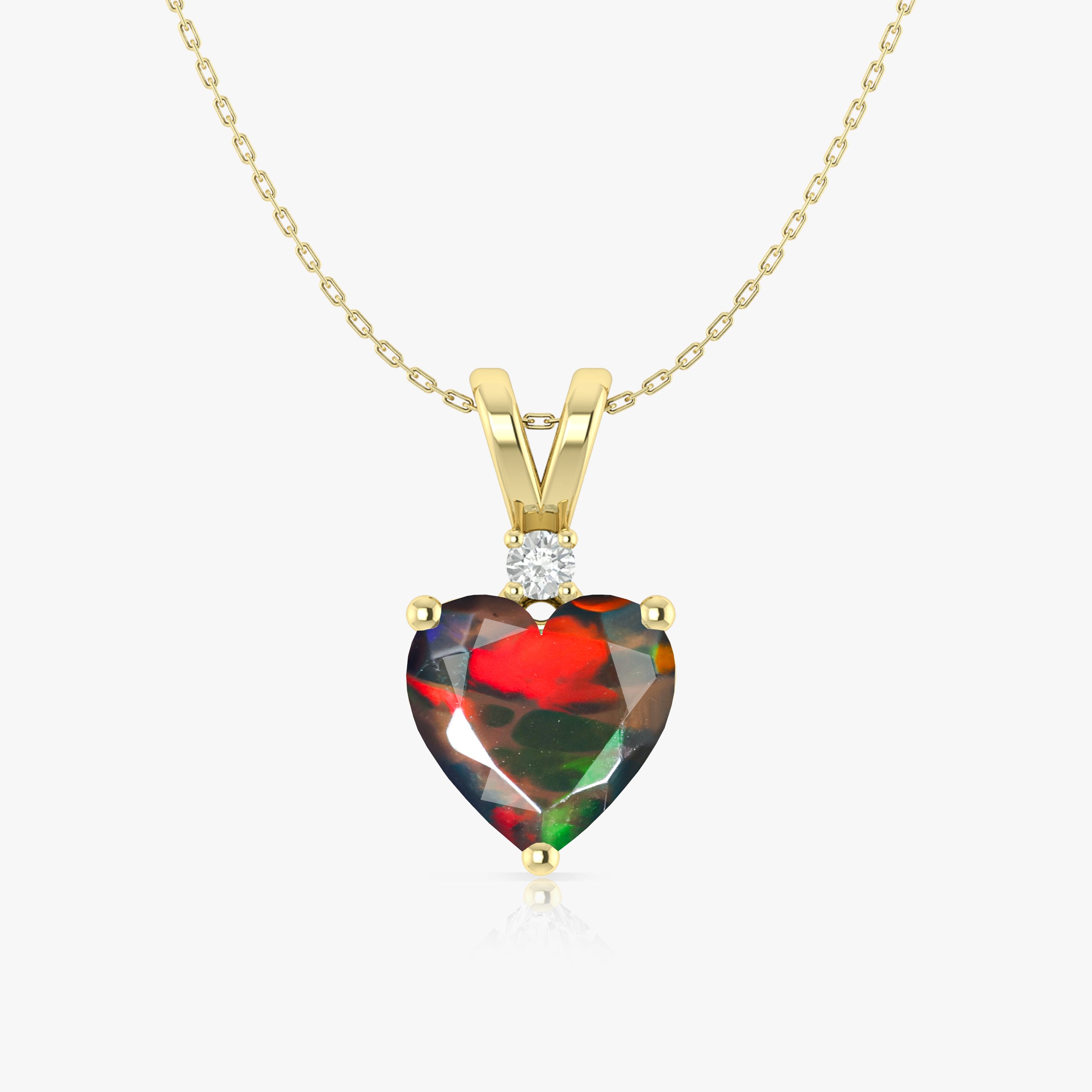 Black Opal Heart Pendant Necklace in 925 Sterling Silver 7mm 1.2ct