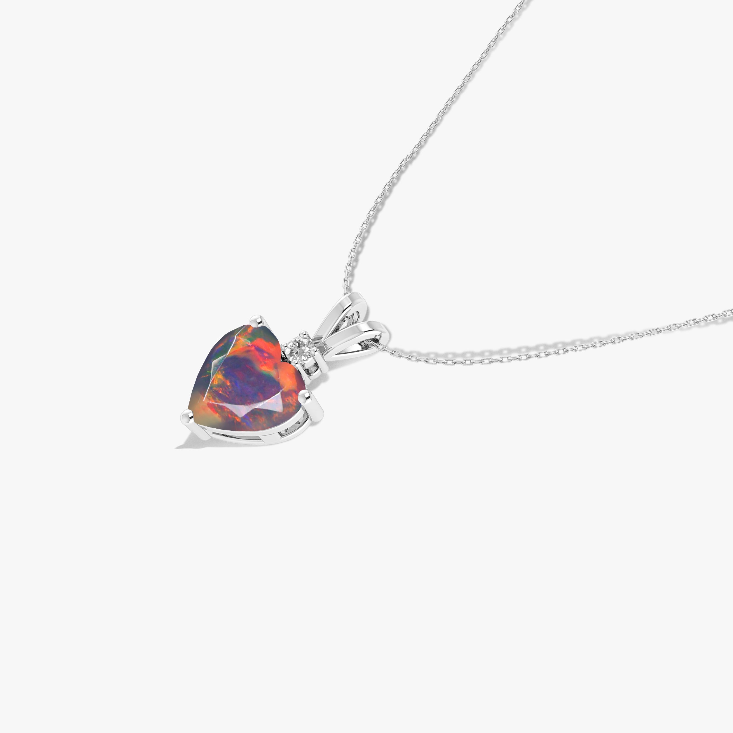 Black Opal Heart Pendant Necklace in 925 Sterling Silver 7mm 1.2ct