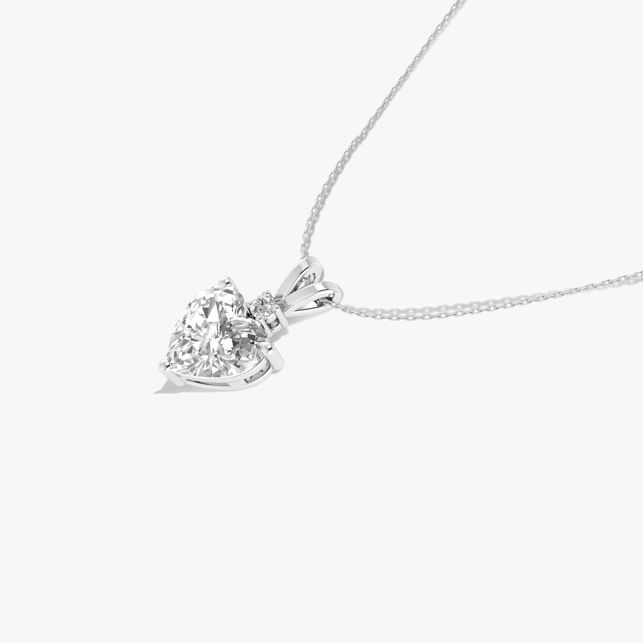 Cubic Zirconia Heart Pendant Necklace in 925 Sterling Silver 7mm 1.5ct