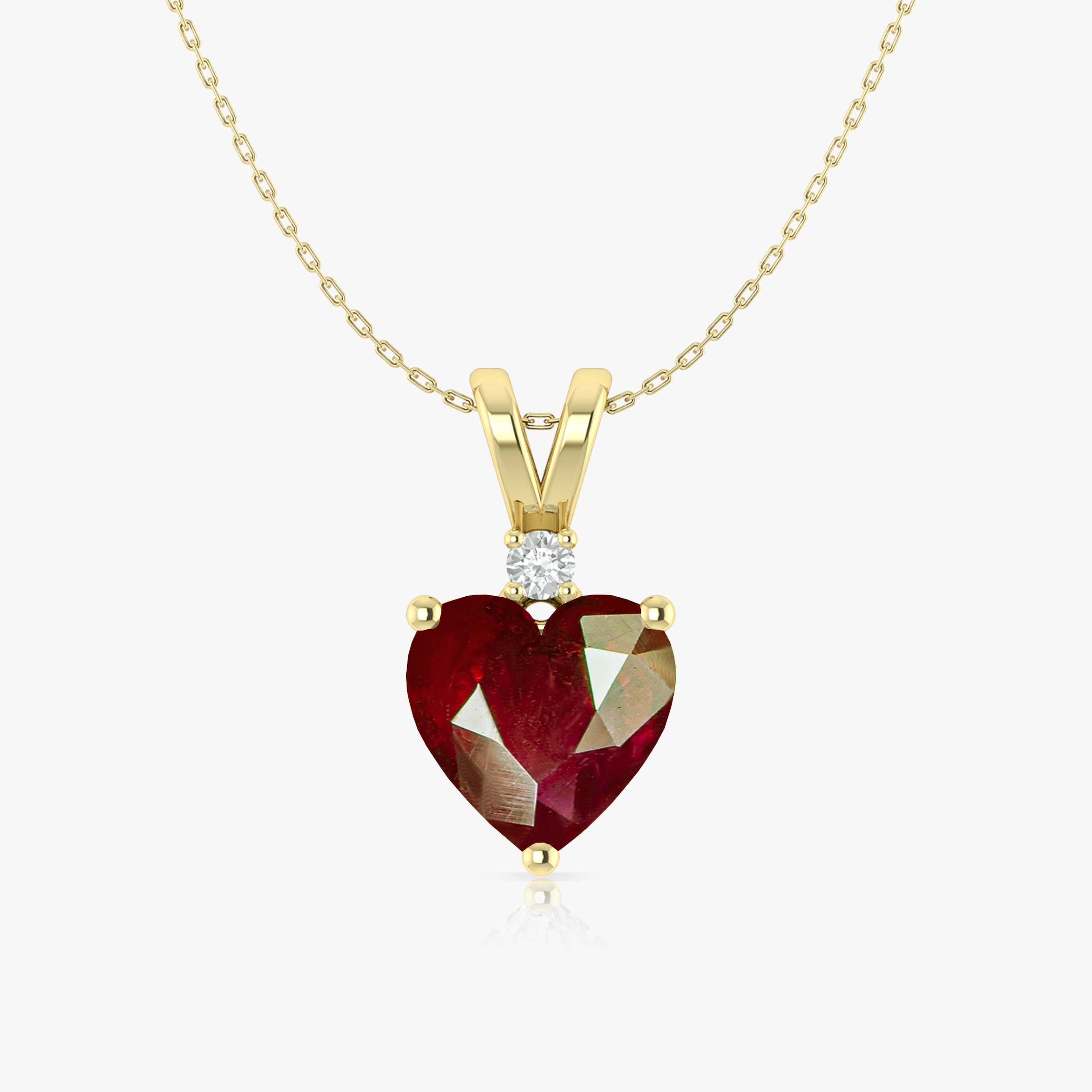 Ruby Heart Pendant Necklace in 925 Sterling Silver 7mm 1.5ct