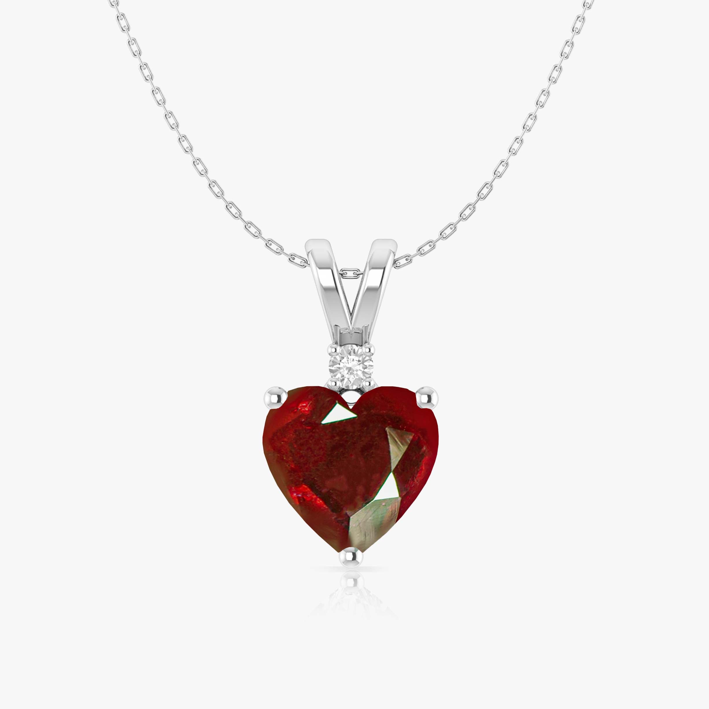 Ruby Heart Pendant Necklace in 925 Sterling Silver 7mm 1.5ct