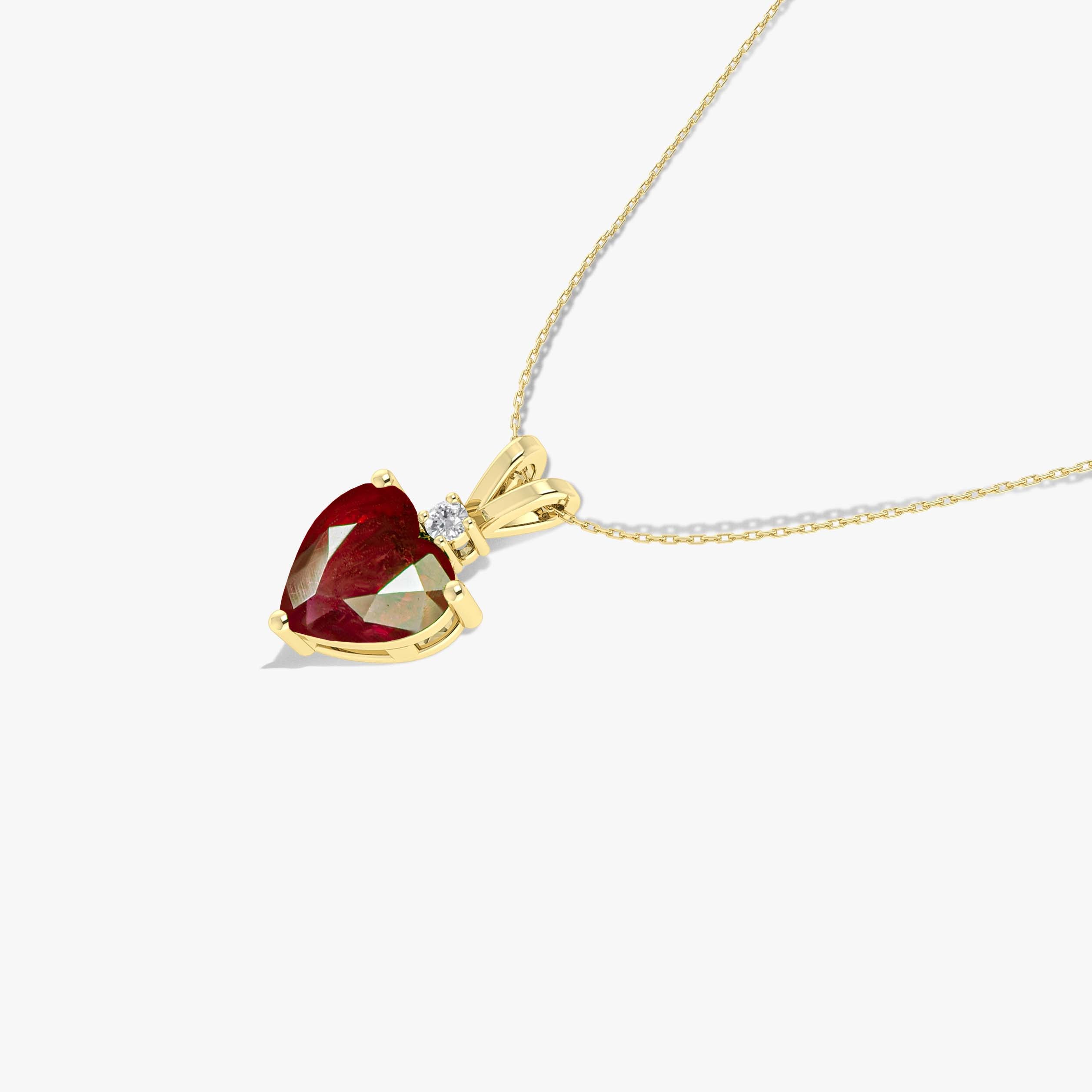 Ruby Heart Pendant Necklace in 925 Sterling Silver 7mm 1.5ct
