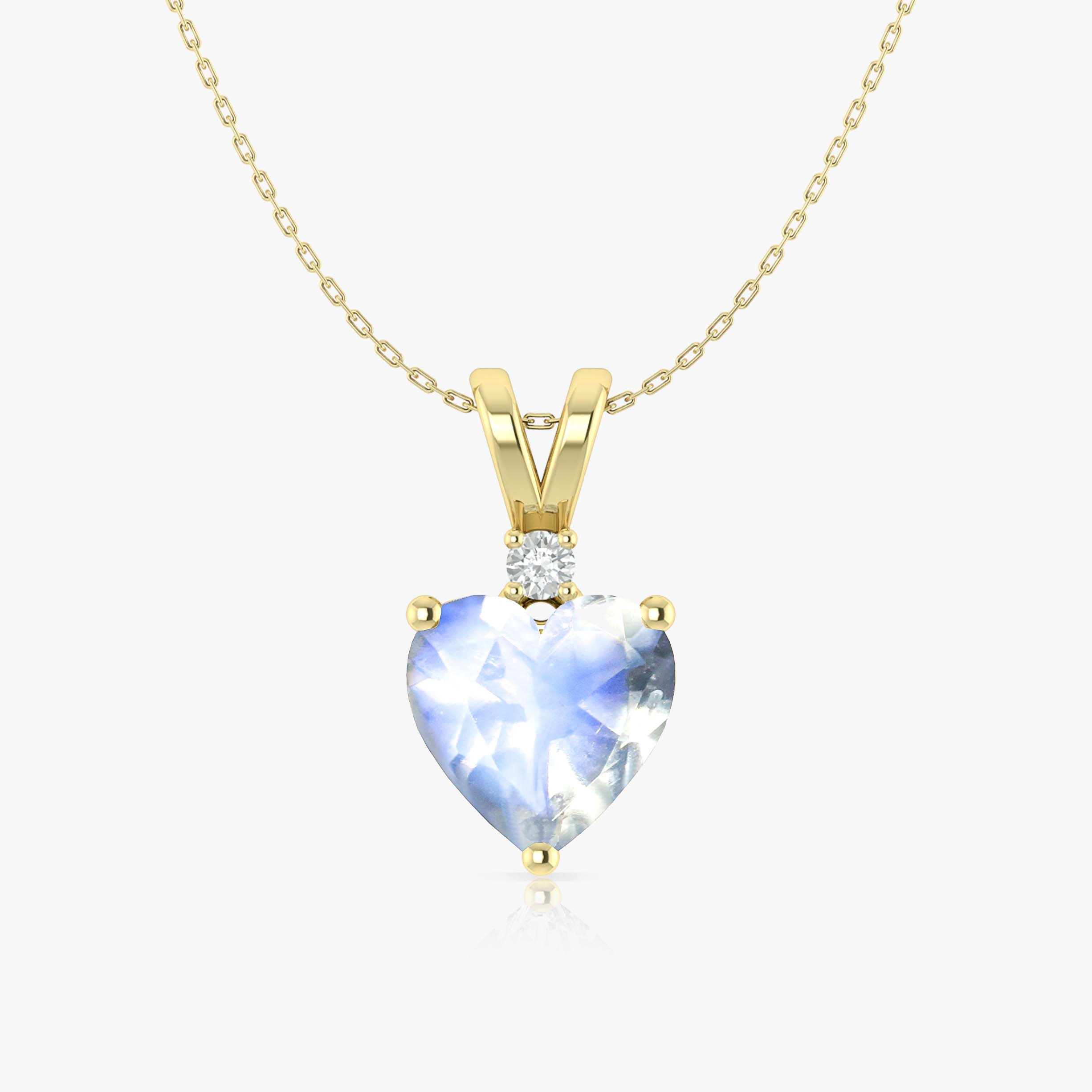 Moonstone Heart Pendant Necklace in 925 Sterling Silver 7mm 1.5ct