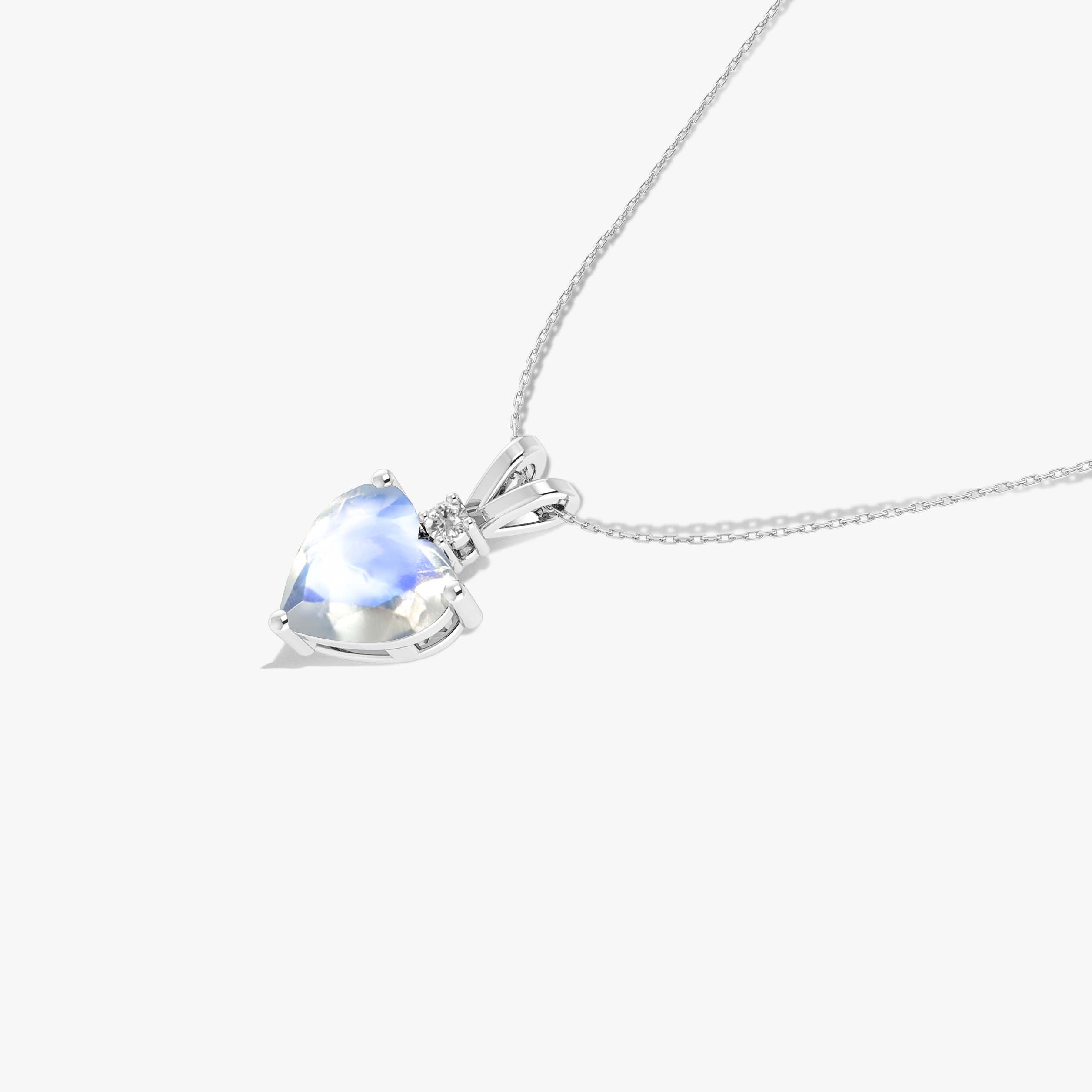 Moonstone Heart Pendant Necklace in 925 Sterling Silver 7mm 1.5ct
