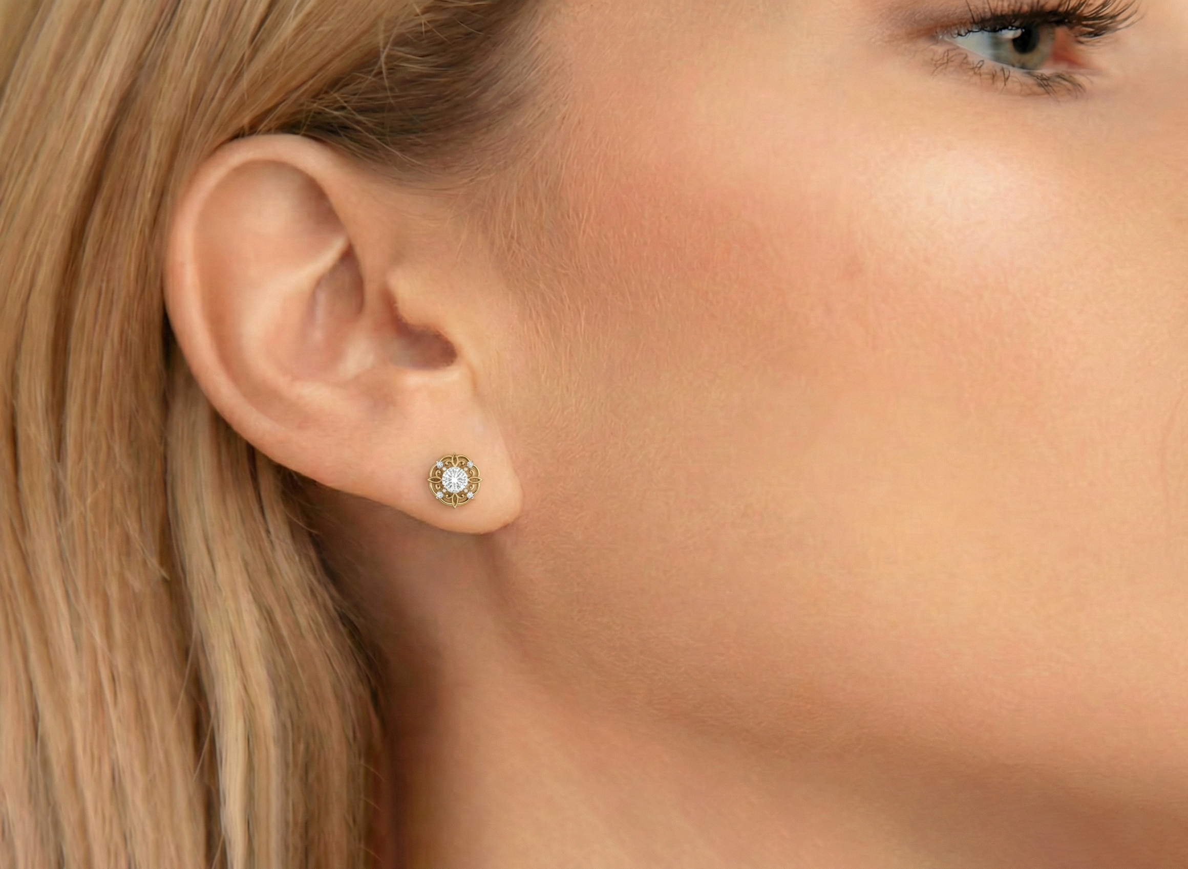 Simulated Diamond Round Halo Stud Earrings in 925 Sterling Silver 5MM 1.30ct