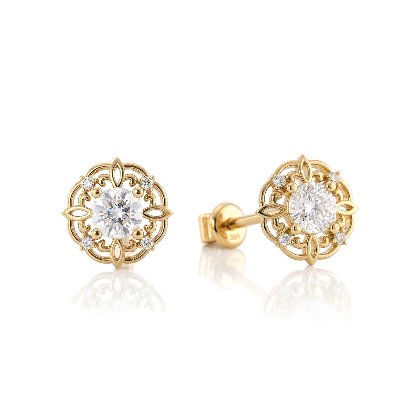 Simulated Diamond Round Halo Stud Earrings in 925 Sterling Silver 5MM 1.30ct