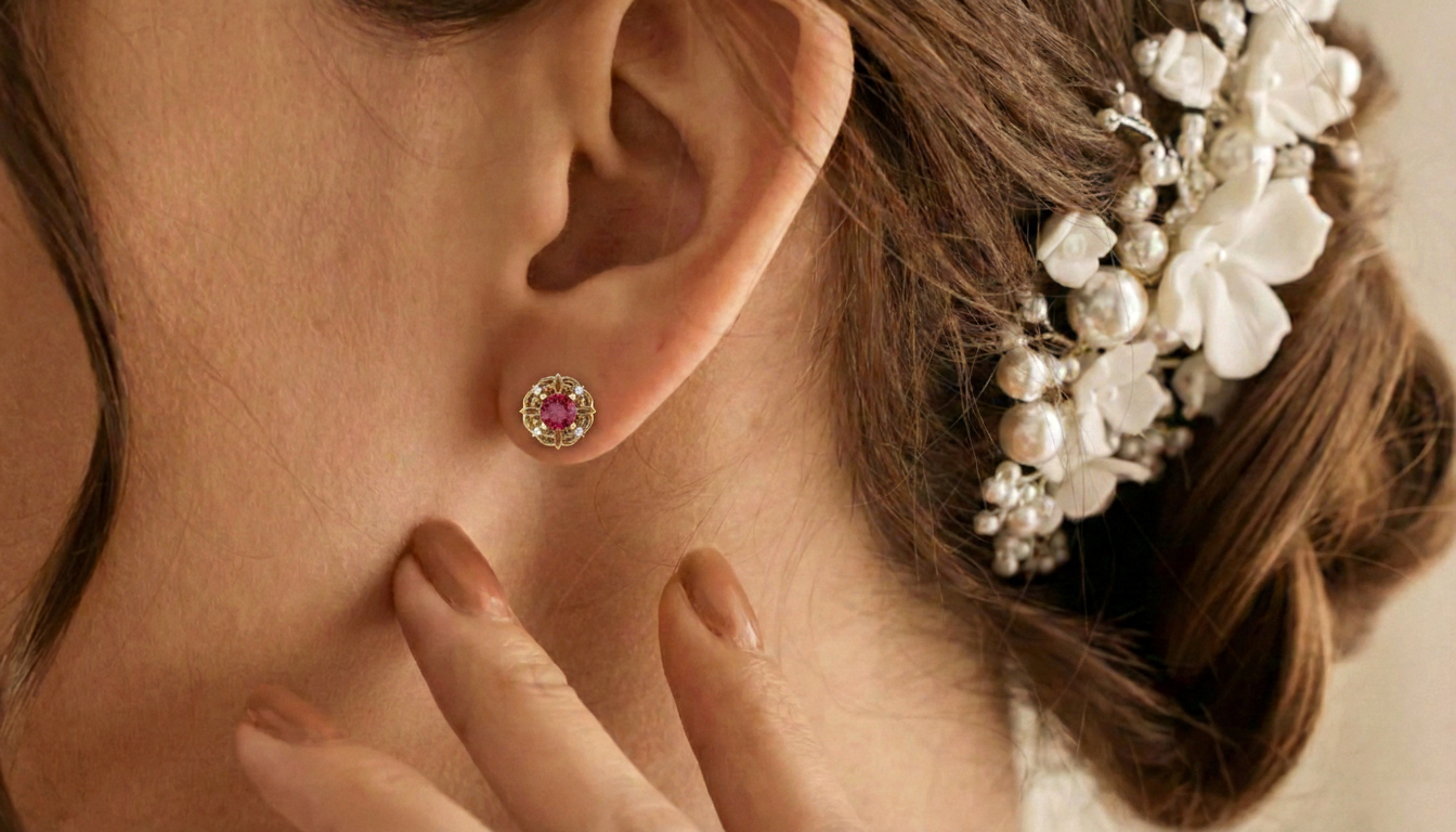 Ruby Round Halo Stud Earrings in 925 Sterling Silver 5MM 1.30ct