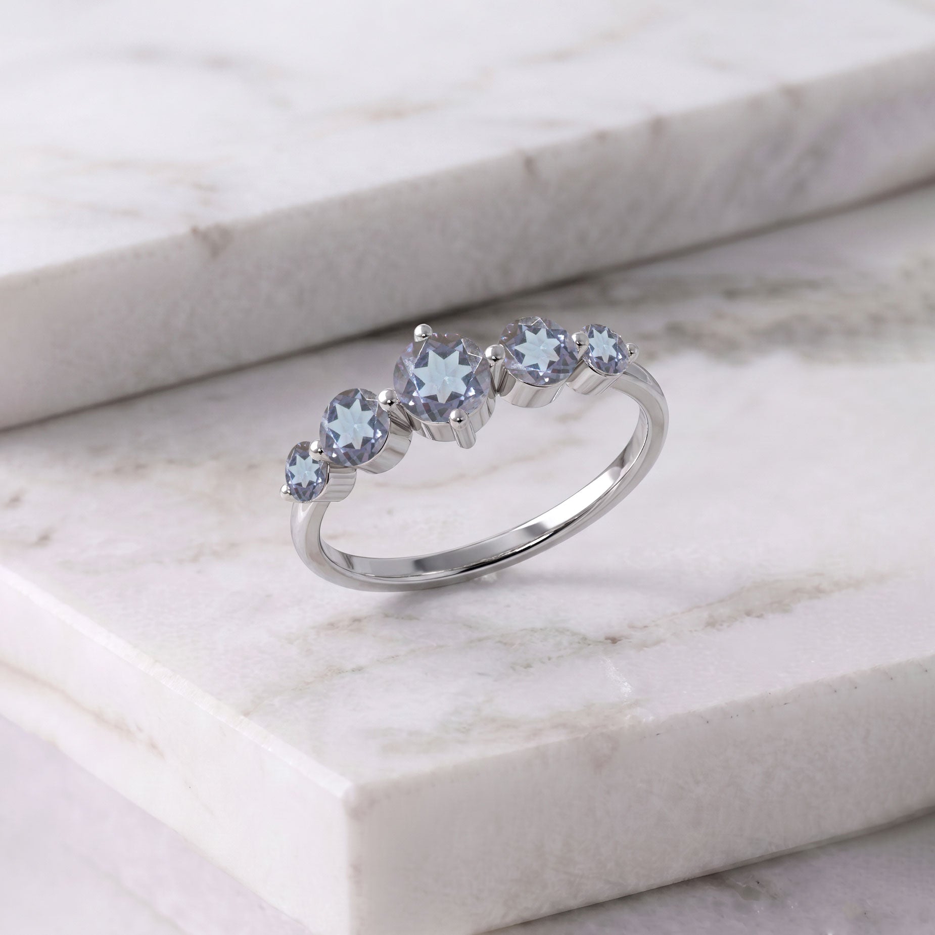 alexandrite fashion ring, handcrafted gemstone band, round five stone design, sterling silver jewelry, gold filled women's ring, elegant stacking jewelry, luxury artisan craftsmanship, premium gemstone ring, colorful sparkle, refined ring style, timeless jewelry collection, statement accessory, sophisticated design, gift for mom, elegant jewelry