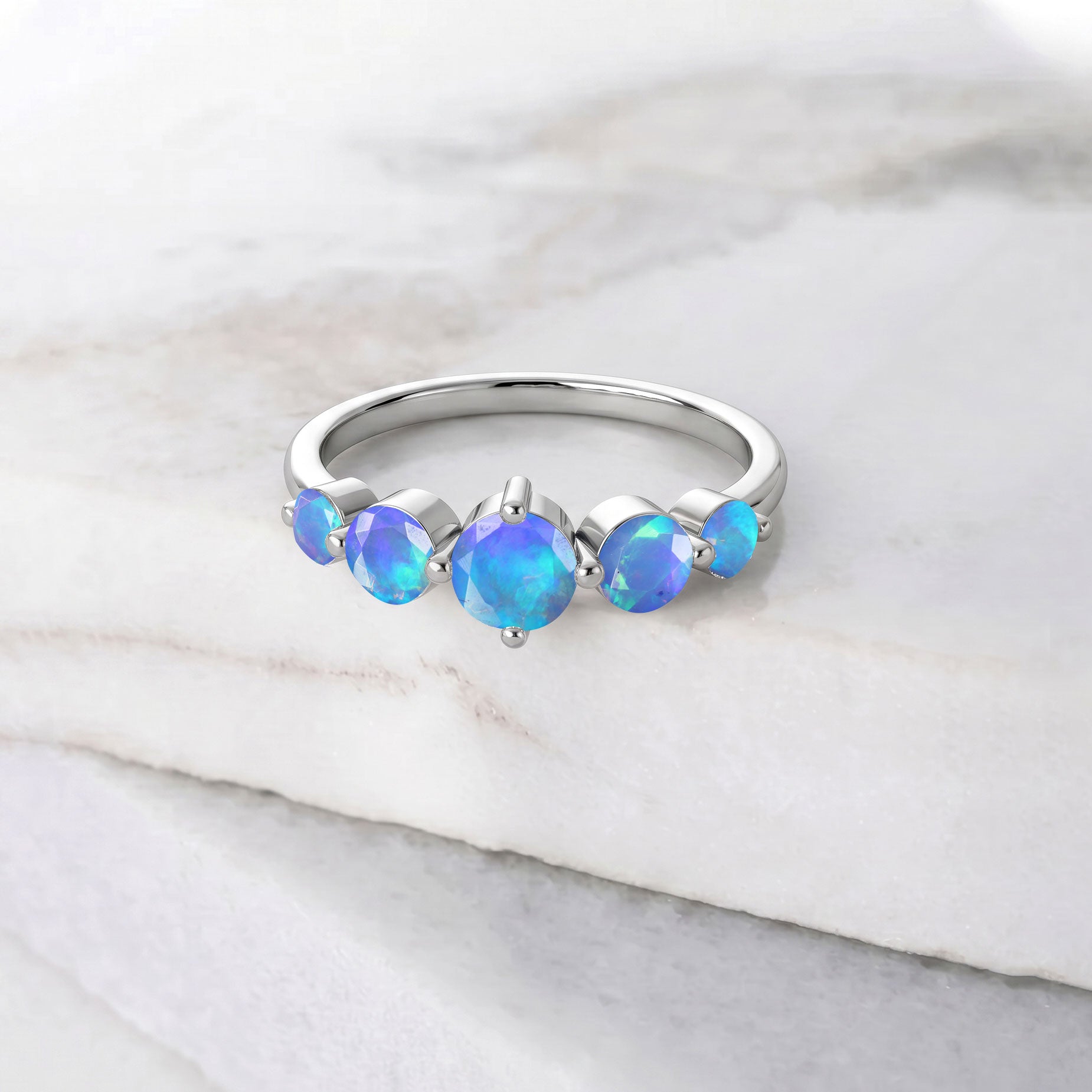 natural blue opal statement ring, handcrafted gemstone jewelry, genuine opal ring, sterling silver luxury jewelry, yellow gold filled elegant ring, round gemstone design, artisan ring, everyday fashion jewelry, women's anniversary gift, October birthstone jewelry, premium handmade accessory, comfort fit ring, classic style, sophisticated jewelry, fine craftsmanship
