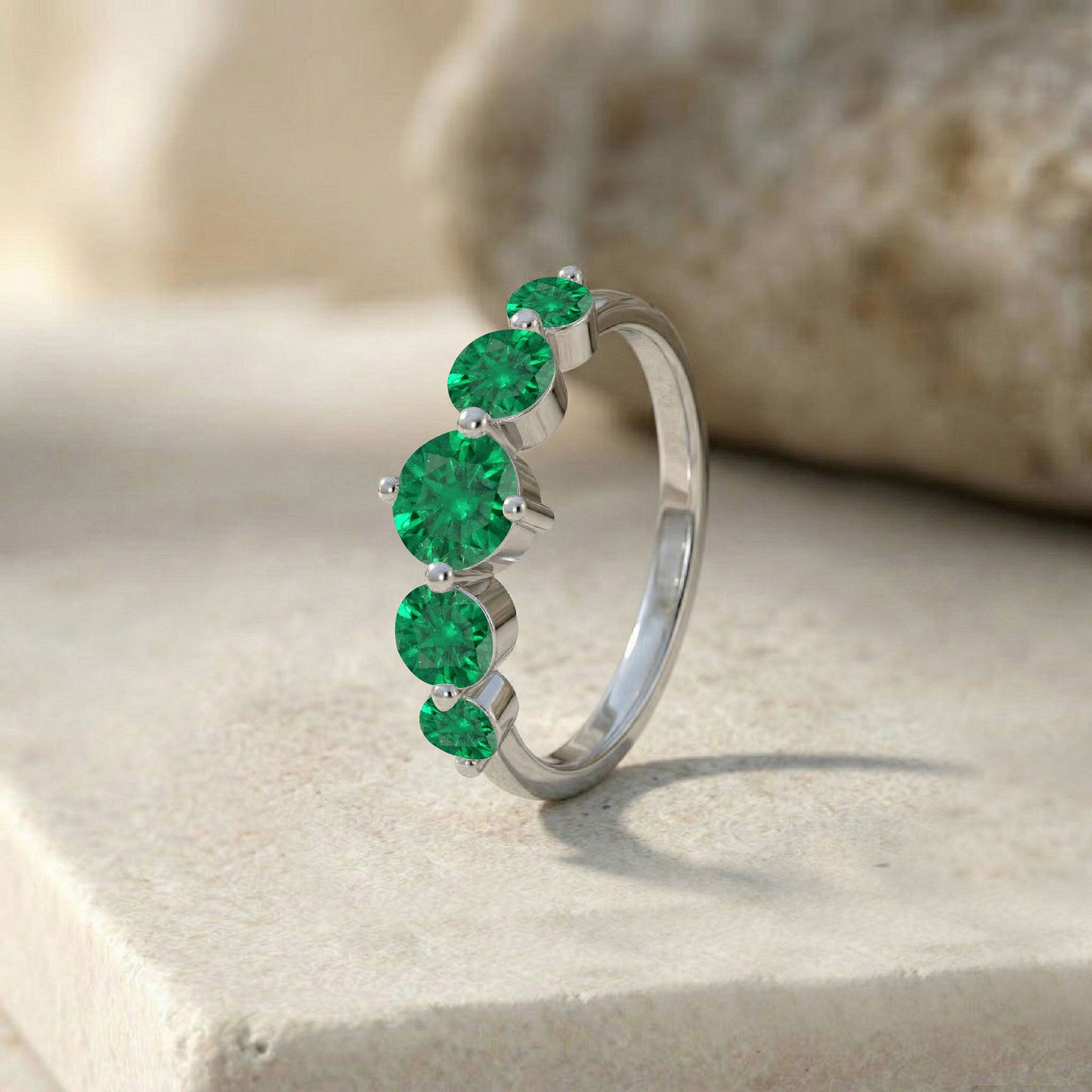 Luxury emerald stacking ring, emerald anniversary jewelry, round brilliant gemstone band, sterling silver fine jewelry, gold filled designer ring, emerald bridal accessory, handcrafted gemstone craftsmanship, polished elegant band, everyday emerald ring, sophisticated gift idea, green birthstone jewelry, premium women's ring, fashionable stacking jewelry, graceful emerald design, refined accessory