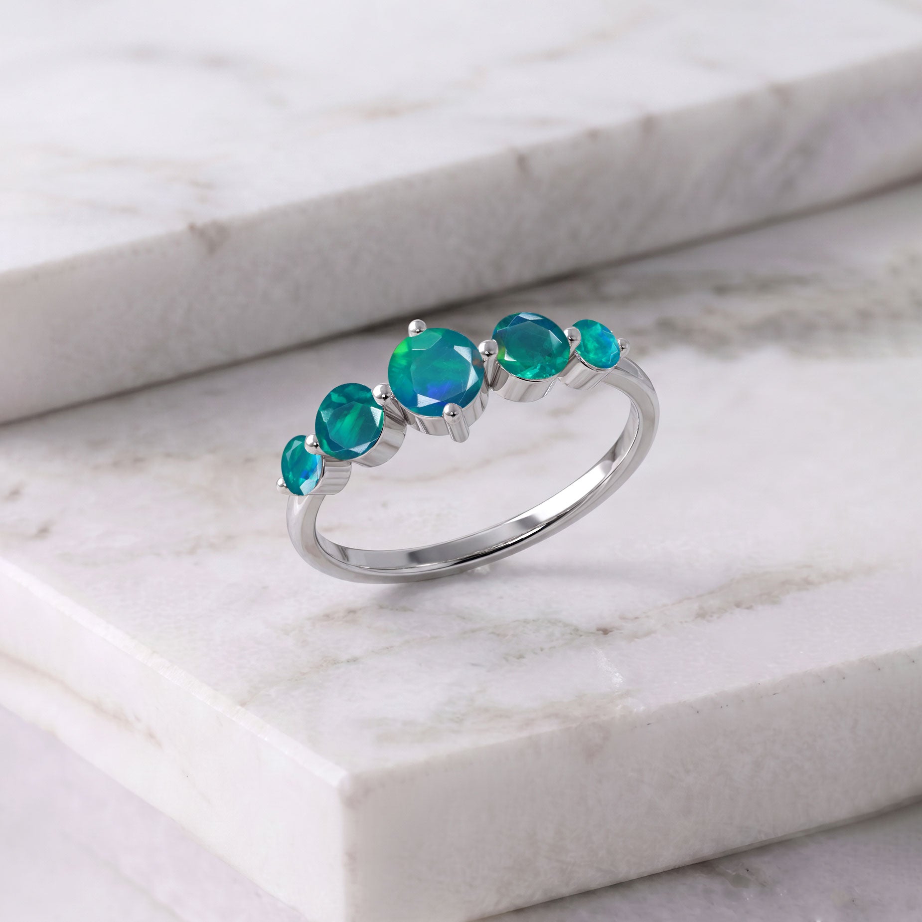 green opal ring for women, handcrafted gemstone accessory, sterling silver luxury, yellow gold filled elegance, five round gemstone design, artisan jewelry, polished gemstones, anniversary keepsake, bridal style, fashion ring, premium finish, sophisticated design, stackable jewelry, timeless accessory, birthday gift, elegant craftsmanship, modern jewelry, fine gemstone collection, luxury gift, refined style