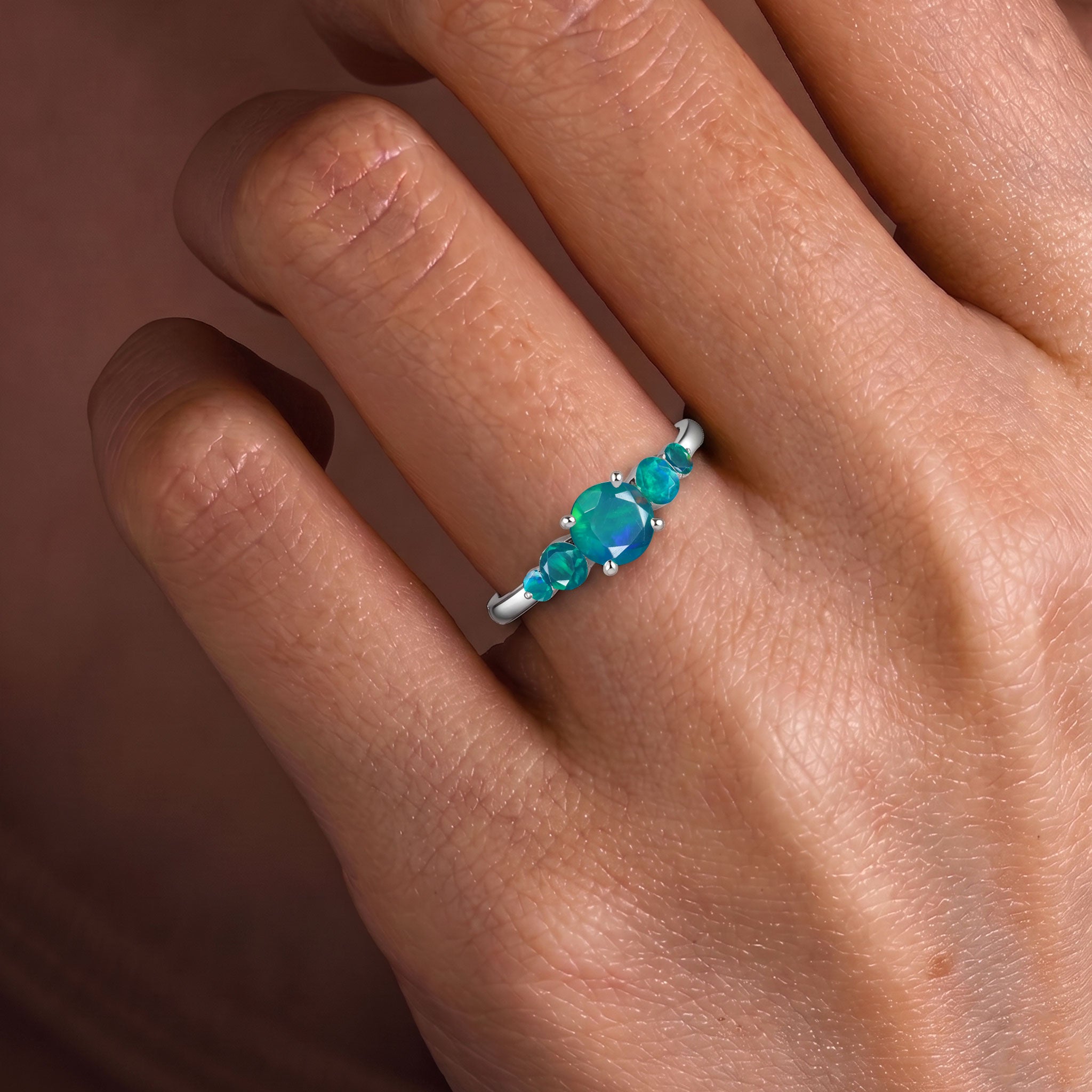 green opal fashion ring, five round gemstones, sterling silver craftsmanship, yellow gold jewelry, elegant handmade ring, luxury gemstone jewelry, bridal accessory, gift for girlfriend, polished gemstone setting, premium artisan jewelry, timeless fashion, anniversary gift, birthday jewelry, stackable accessory, contemporary elegance, fine gemstone ring, women's jewelry, unique design, sophisticated accessory, luxury collection