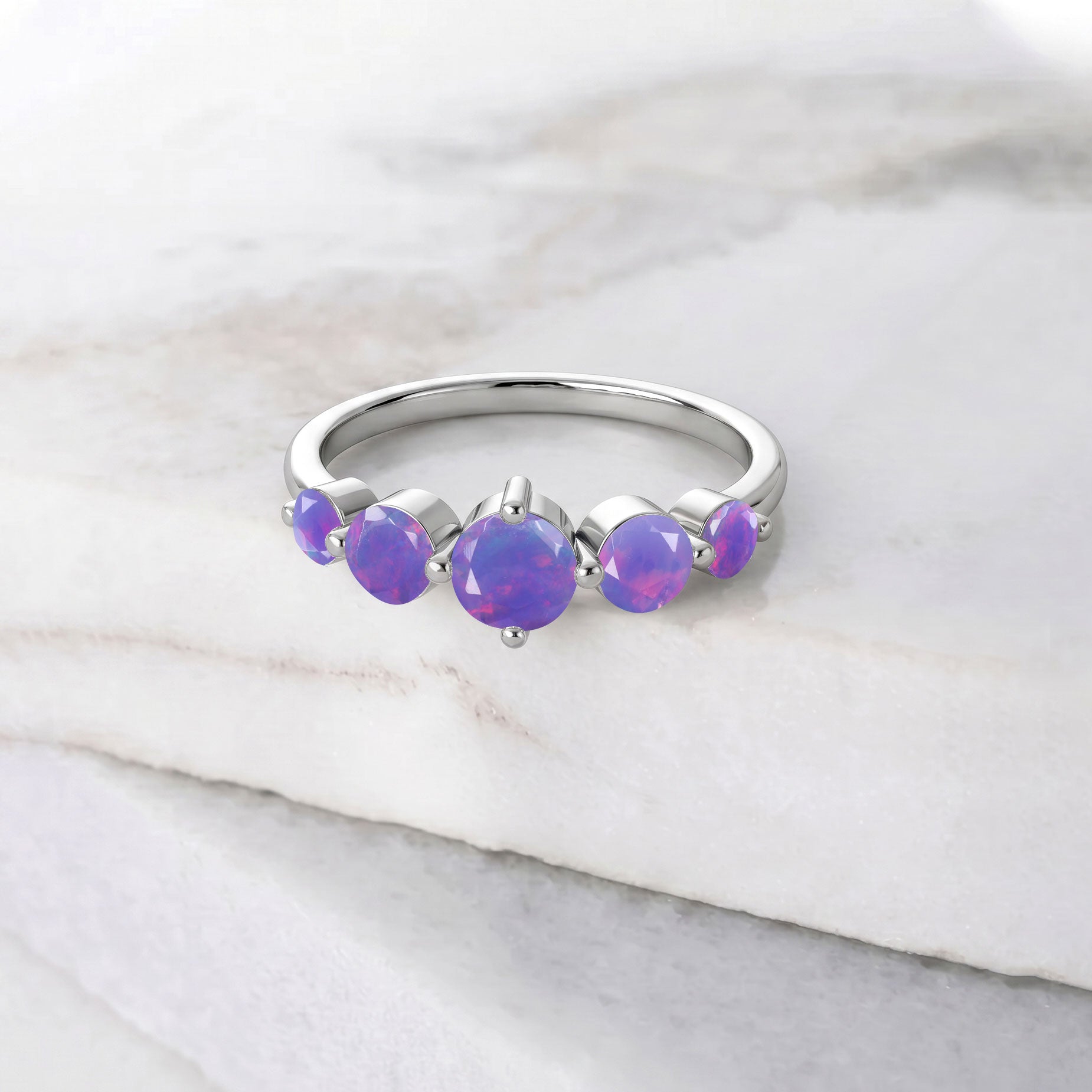 Lavender Opal Fashion Ring, Women's Five Stone Jewelry, Handmade Gemstone Jewelry, October Jewelry Gift, Elegant Opal Ring, Minimalist Fine Jewelry, Sterling Silver Fashion Ring, Gold Filled Women's Ring, Contemporary Jewelry Style, Luxury Accessories, Bridal Gift, Everyday Luxury, Sophisticated Ring, Gift For Mom, Unique Jewelry