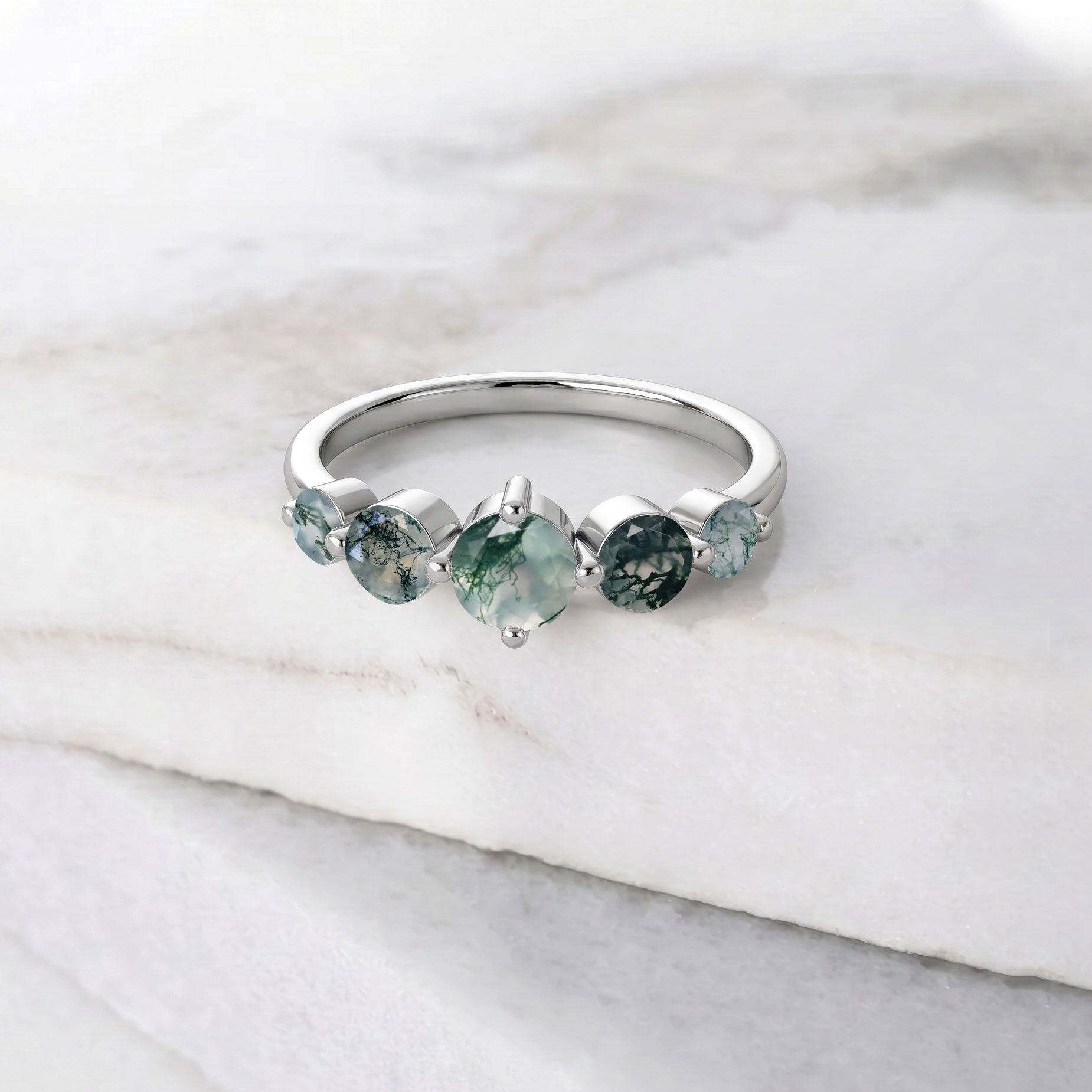 green gemstone jewelry, moss agate round gemstones, handcrafted artisan craftsmanship, sterling silver fashion jewelry, yellow gold filled elegance, polished gemstone design, elegant promise jewelry, botanical inspired accessory, refined anniversary gift, luxury jewelry collection, feminine fashion, premium gemstone setting, unique natural stone, everyday luxury, sophisticated jewelry