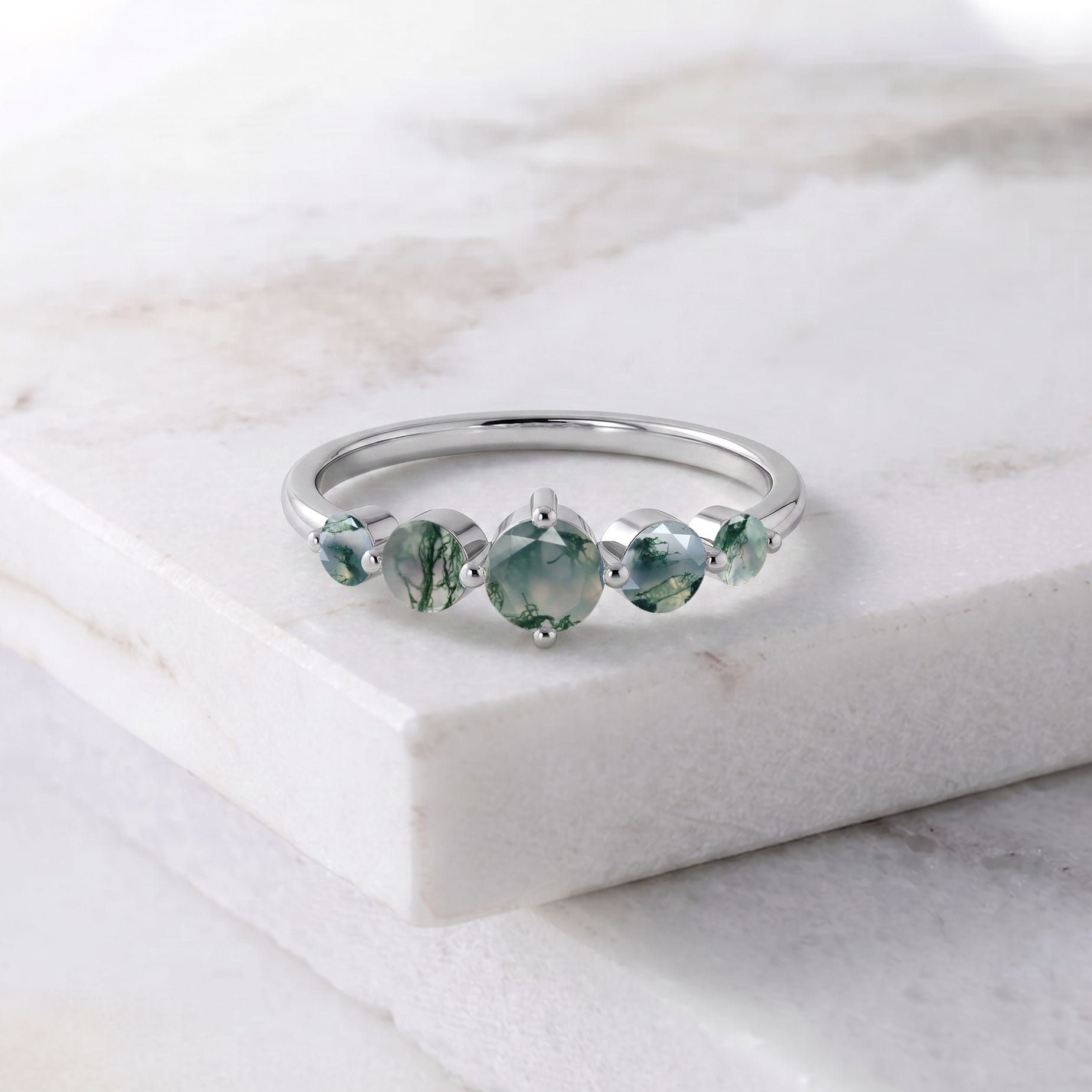 nature inspired moss agate jewelry, round green gemstones, handcrafted luxury jewelry, sterling silver ring design, yellow gold filled craftsmanship, elegant anniversary jewelry, promise jewelry, botanical fashion accessory, polished gemstone setting, refined women's jewelry, premium artisan design, everyday gemstone jewelry, forest green gemstone, meaningful gift, feminine elegance