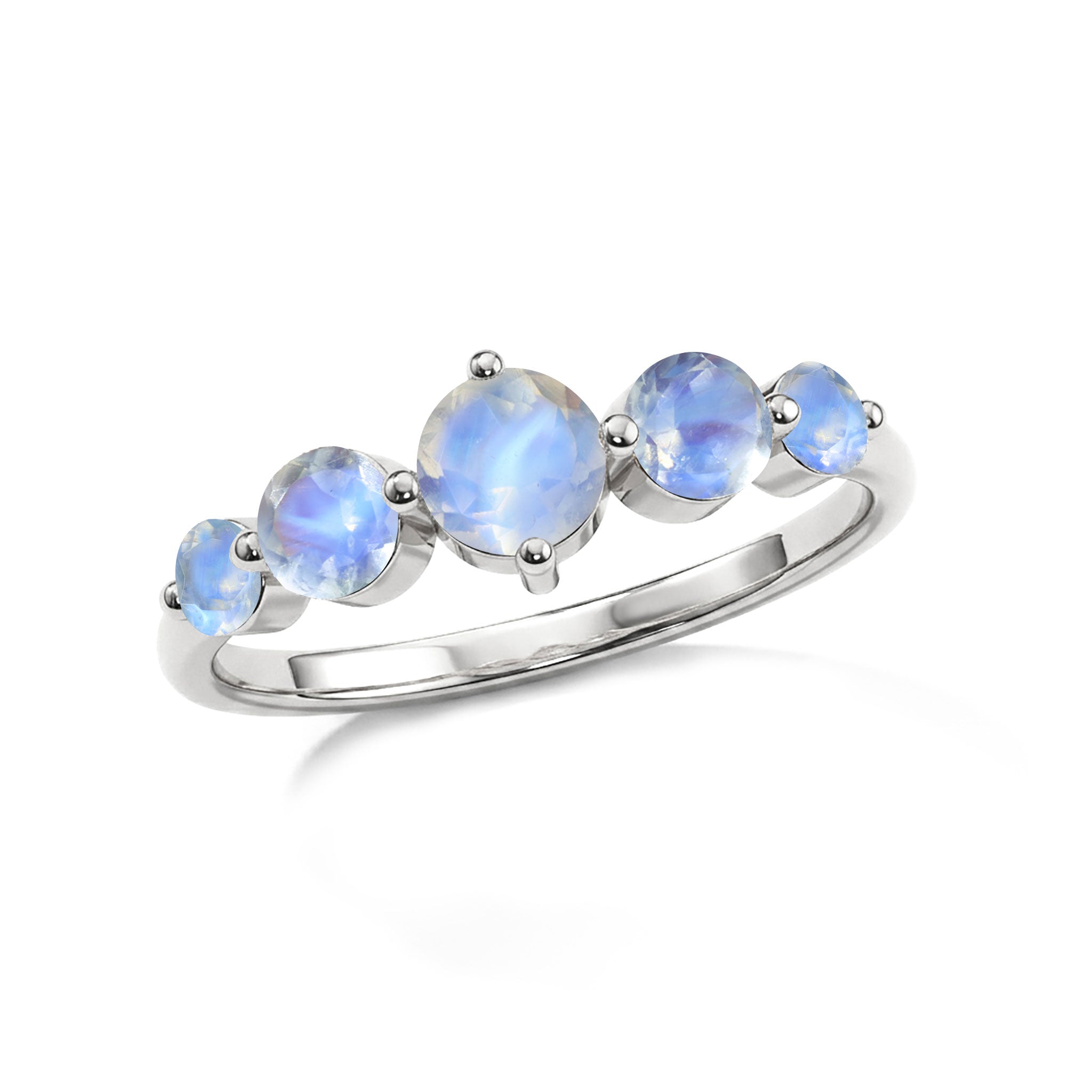 natural moonstone handmade ring, genuine gemstone five stone ring, sterling silver fine jewelry, yellow gold filled handcrafted accessory, luminous moonstone sparkle, elegant artisan craftsmanship, luxury women's ring, classic gemstone design, birthday gift jewelry, anniversary keepsake, stacking ring, polished premium finish, refined everyday jewelry, feminine accessory, timeless beauty