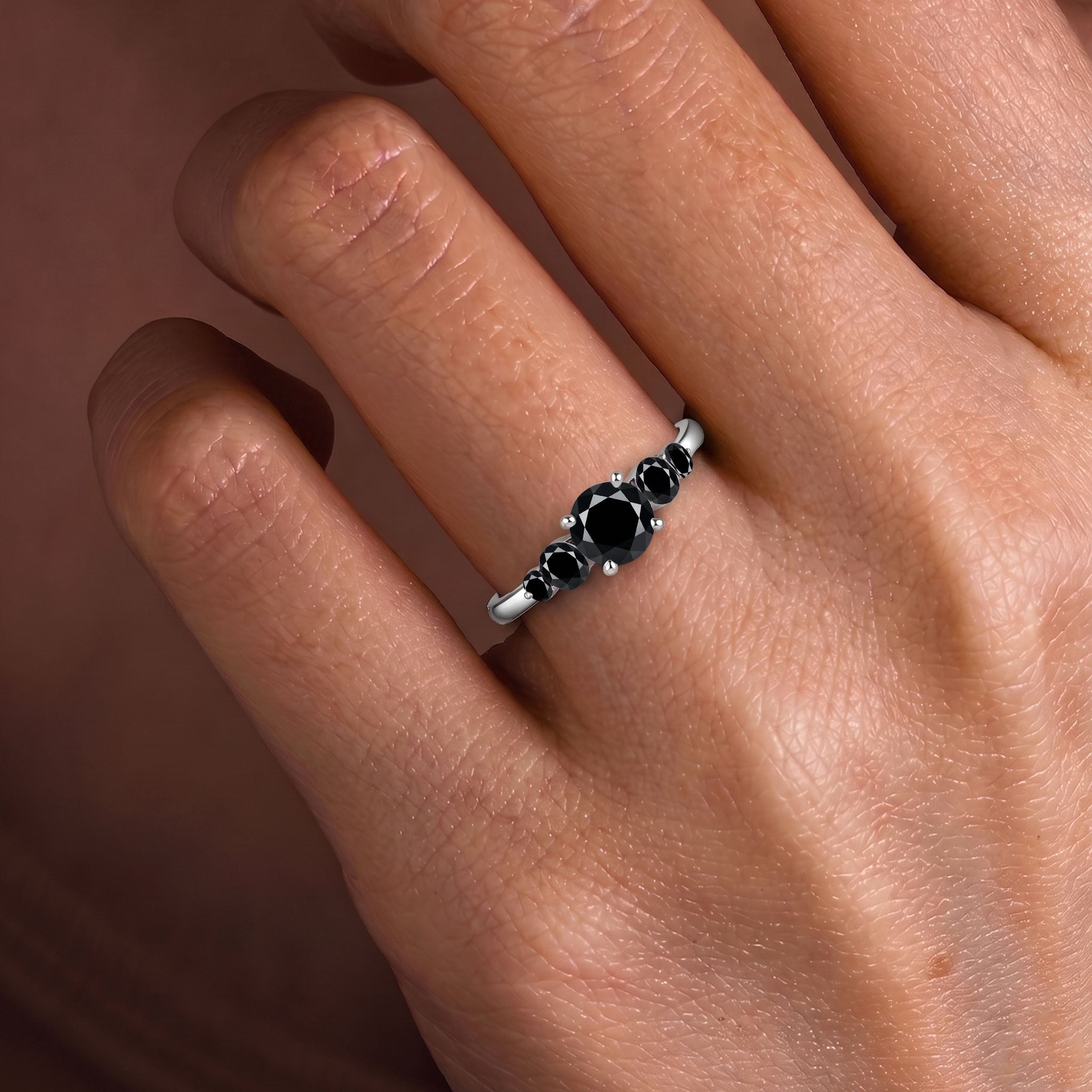 natural black gemstone jewelry, black onyx statement ring, five gemstone arrangement, handcrafted luxury jewelry, sterling silver craftsmanship, yellow gold filled elegance, anniversary jewelry gift, promise jewelry, refined artisan design, sophisticated fashion accessory, timeless jewelry collection, premium quality, feminine elegance, elegant style, polished finish