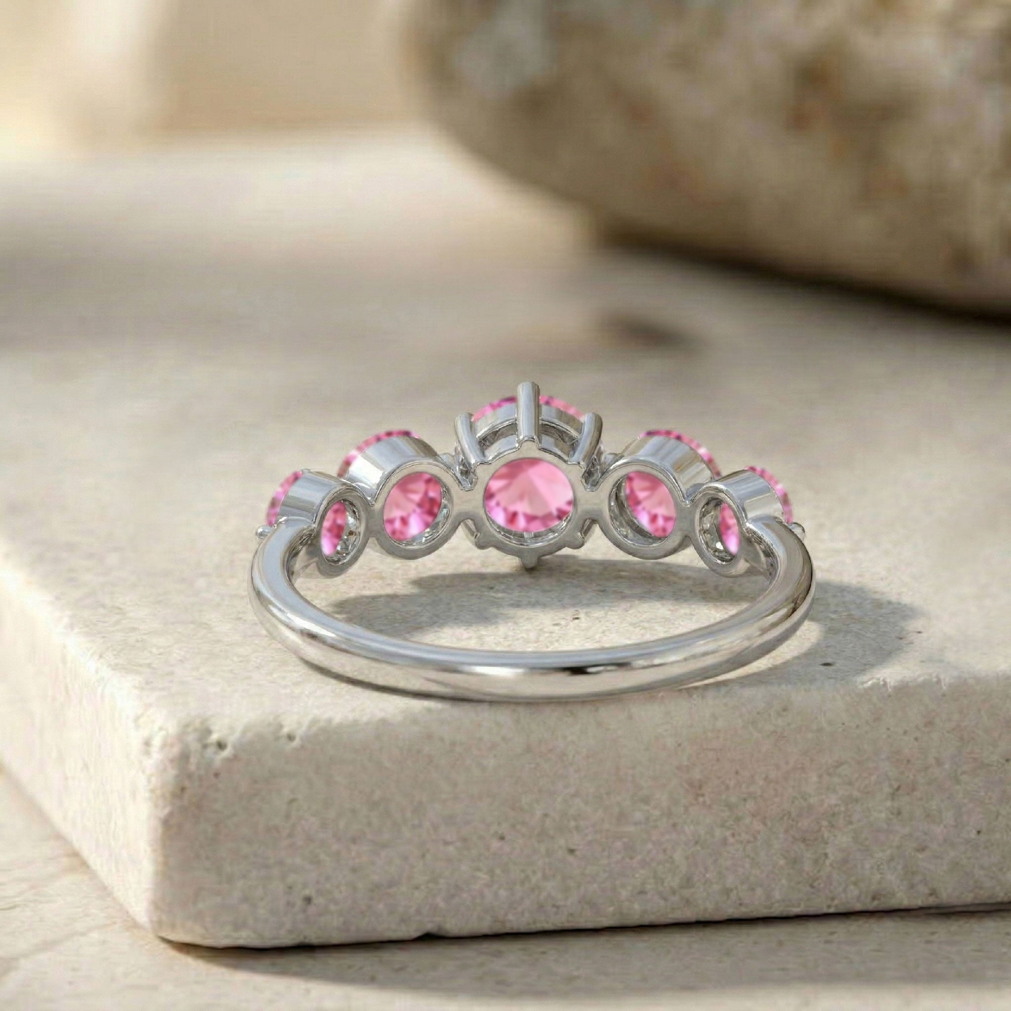 pink gemstone crown ring, handcrafted polished jewellery, sterling silver elegance, yellow gold filled jewellery, premium gemstone sparkle, women's luxury ring, refined craftsmanship, elegant everyday accessory, fashionable jewellery collection, comfortable stacking ring, colourful gemstone band, timeless styling, artisan design, fine jewellery, premium accessory