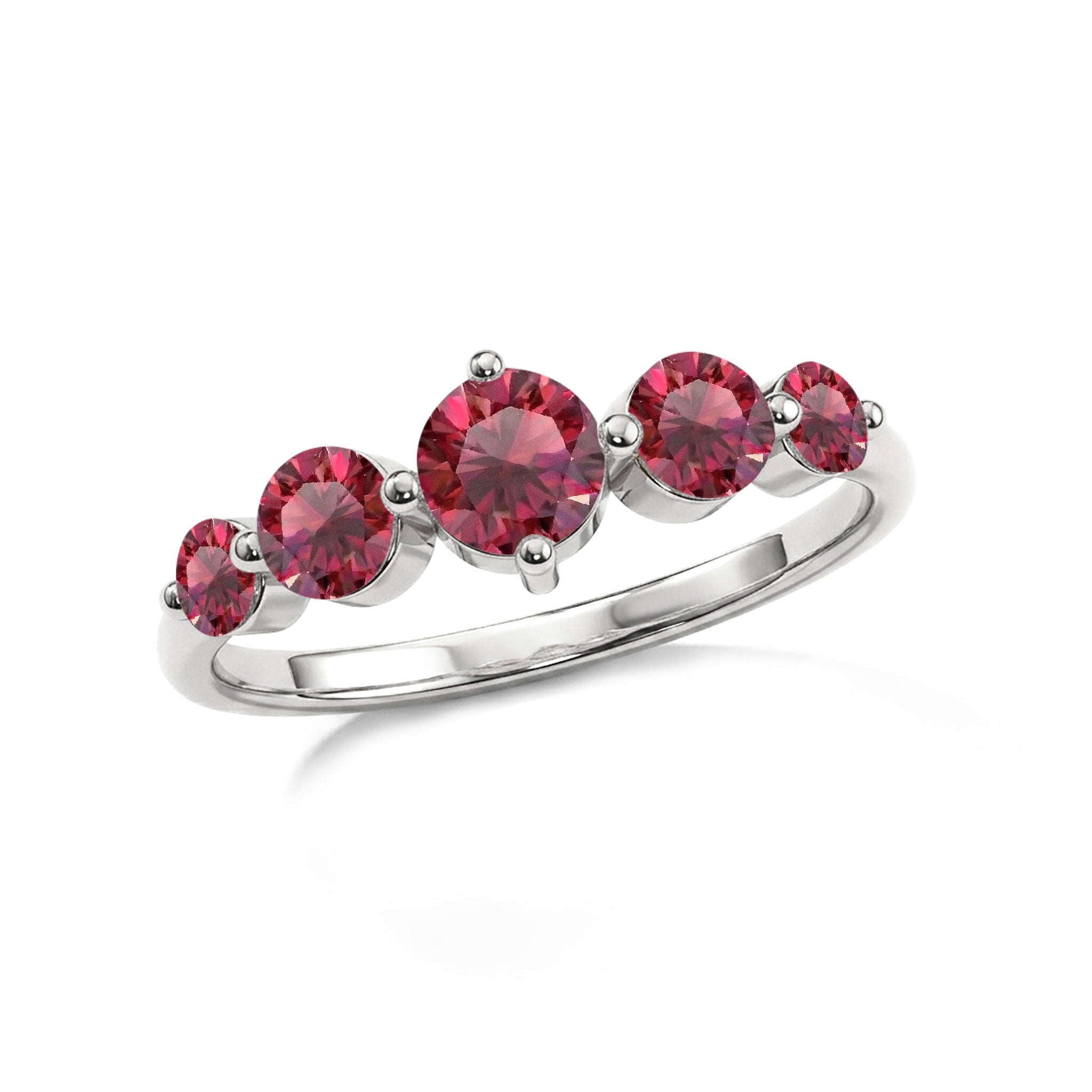 five round ruby gemstones, luxury handcrafted jewellery, polished sterling silver elegance, premium yellow gold filled band, artisan gemstone ring, elegant fashion accessory, refined craftsmanship, brilliant ruby sparkle, women's jewellery gift, anniversary celebration ring, timeless styling, exclusive collection, statement band, fine gemstone jewellery, premium design
